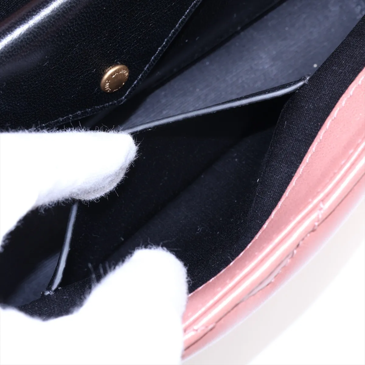 Leather Chain Shoulder Bag, Pink Beige, 821749 — view 7