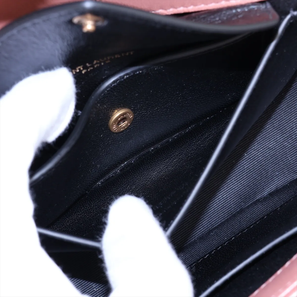Leather Chain Shoulder Bag, Pink Beige, 821749 — view 9