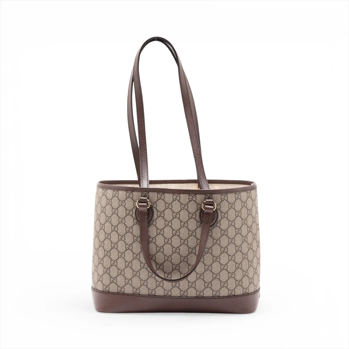 GG Supreme PVC x Leather 2-Way Tote Bag, Beige x Brown, 765043 — view 2
