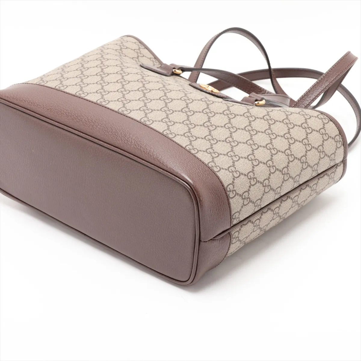 GG Supreme PVC x Leather 2-Way Tote Bag, Beige x Brown, 765043 — view 3