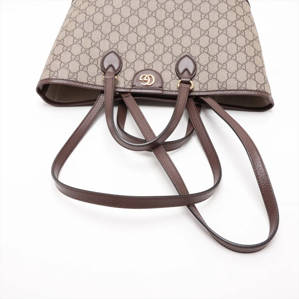 GG Supreme PVC x Leather 2-Way Tote Bag, Beige x Brown, 765043 — view 5