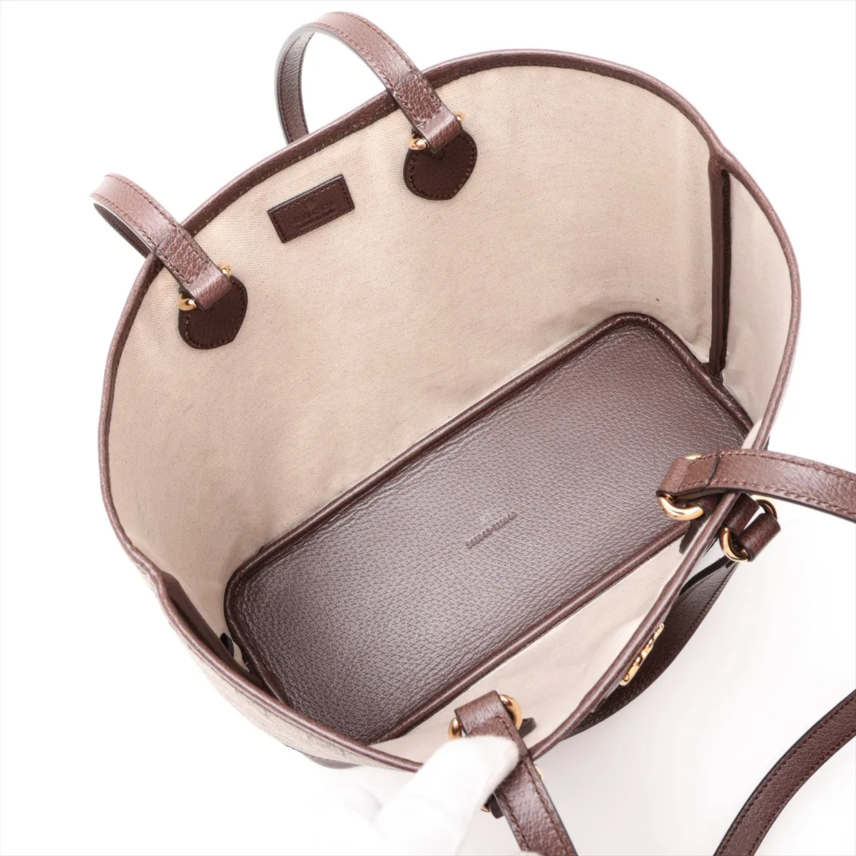 GG Supreme PVC x Leather 2-Way Tote Bag, Beige x Brown, 765043 — view 7