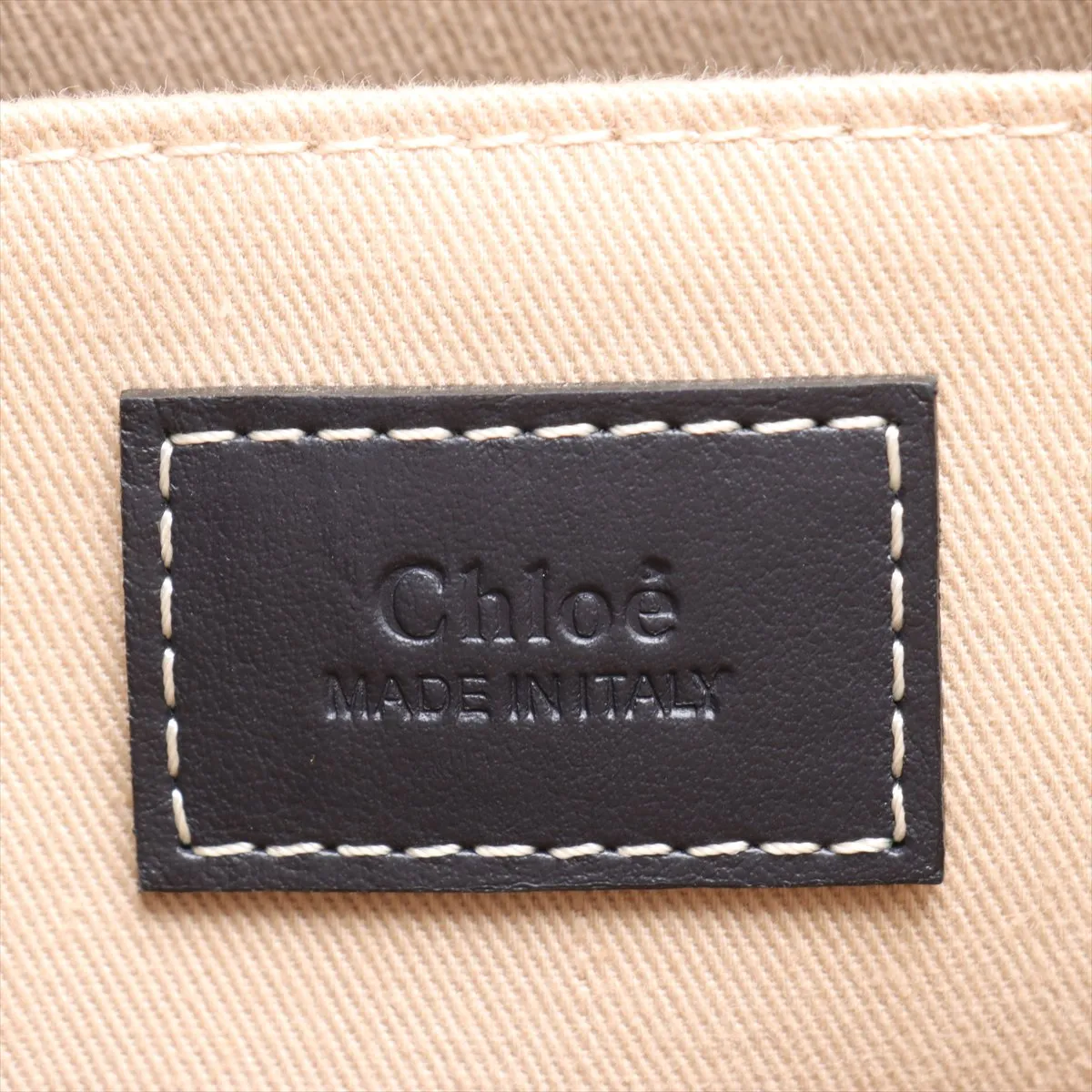 Woody Medium Canvas Tote Bag, Beige x Navy — view 9