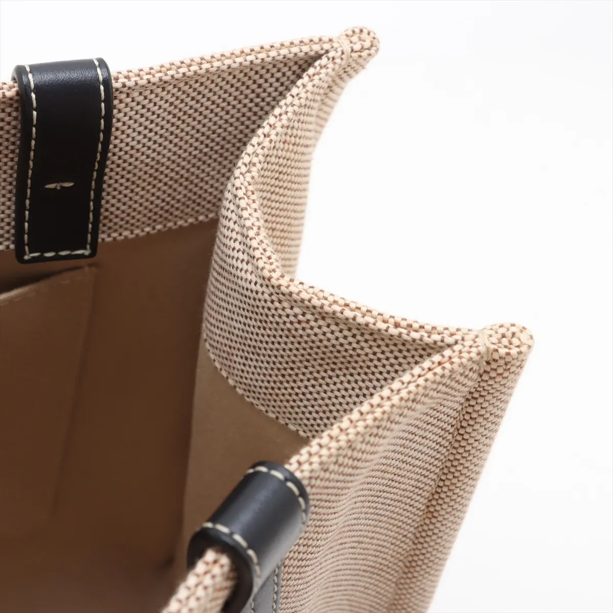 Woody Medium Canvas Tote Bag, Beige x Navy — view 10