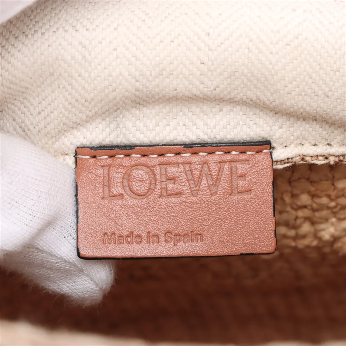 Anagram Parrot Pochette Bag, Raffia x Leather Shoulder Bag, Beige x Brown — view 7