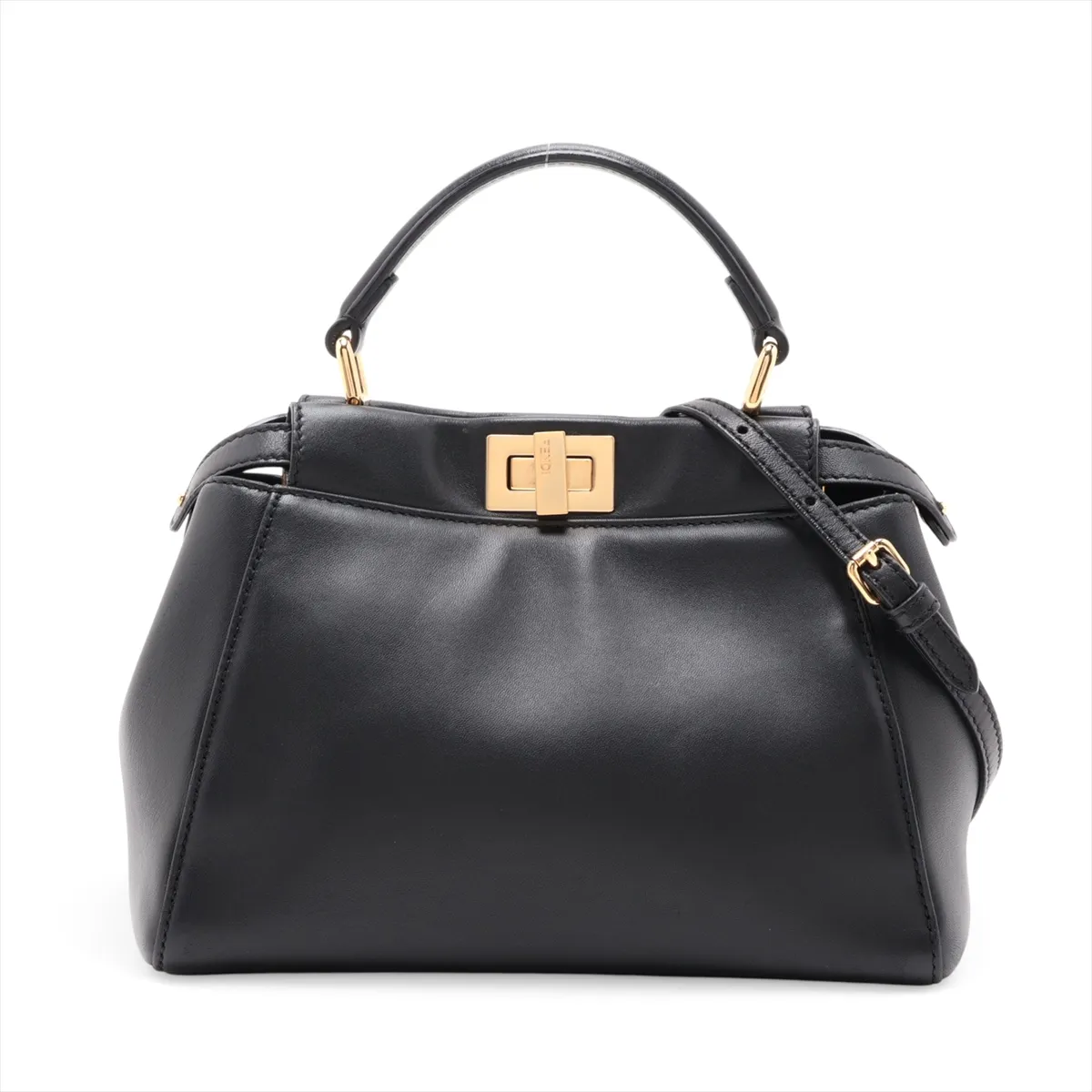 Mini Peekaboo 8BN244 Leather 2-Way Handbag, Black