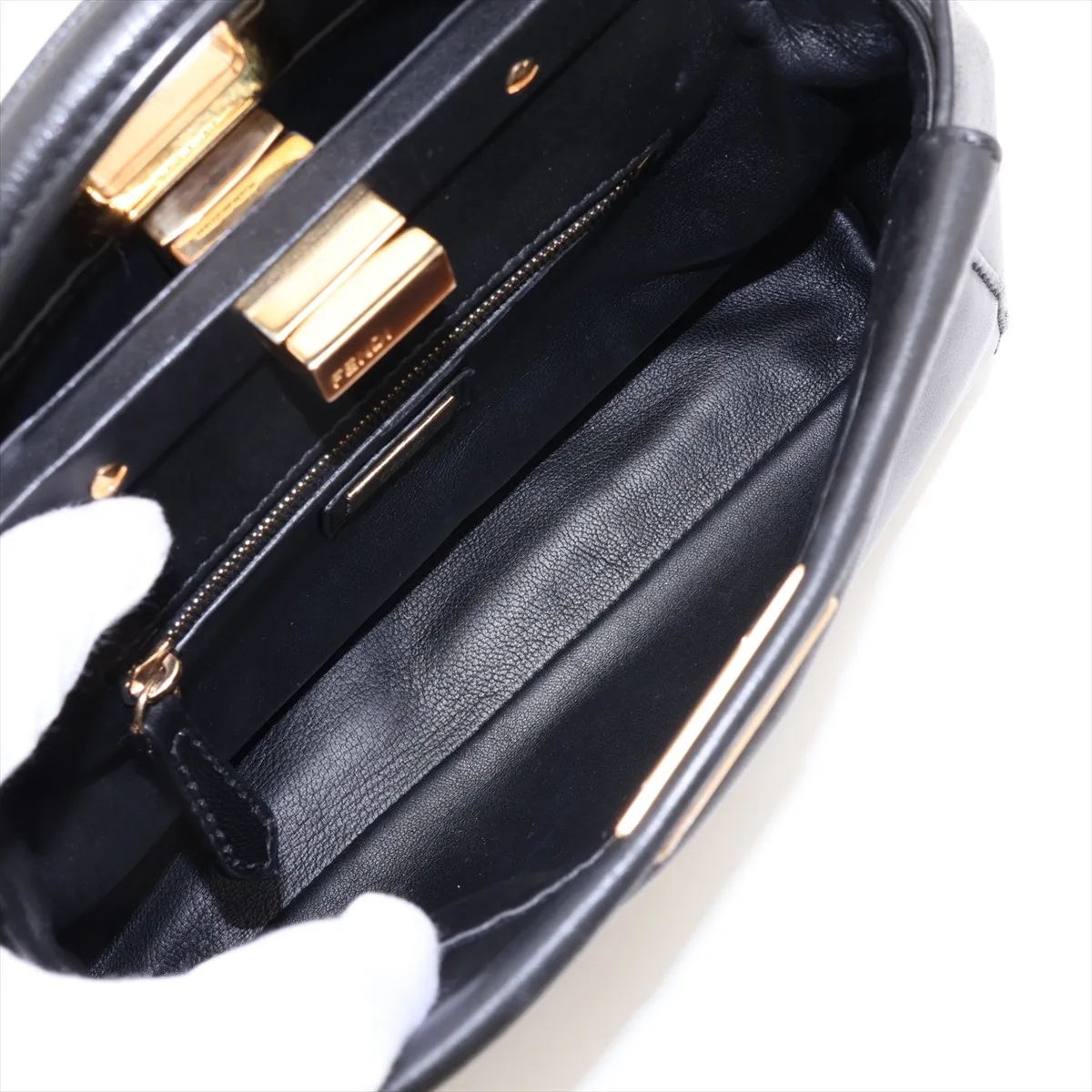 Mini Peekaboo 8BN244 Leather 2-Way Handbag, Black — view 8