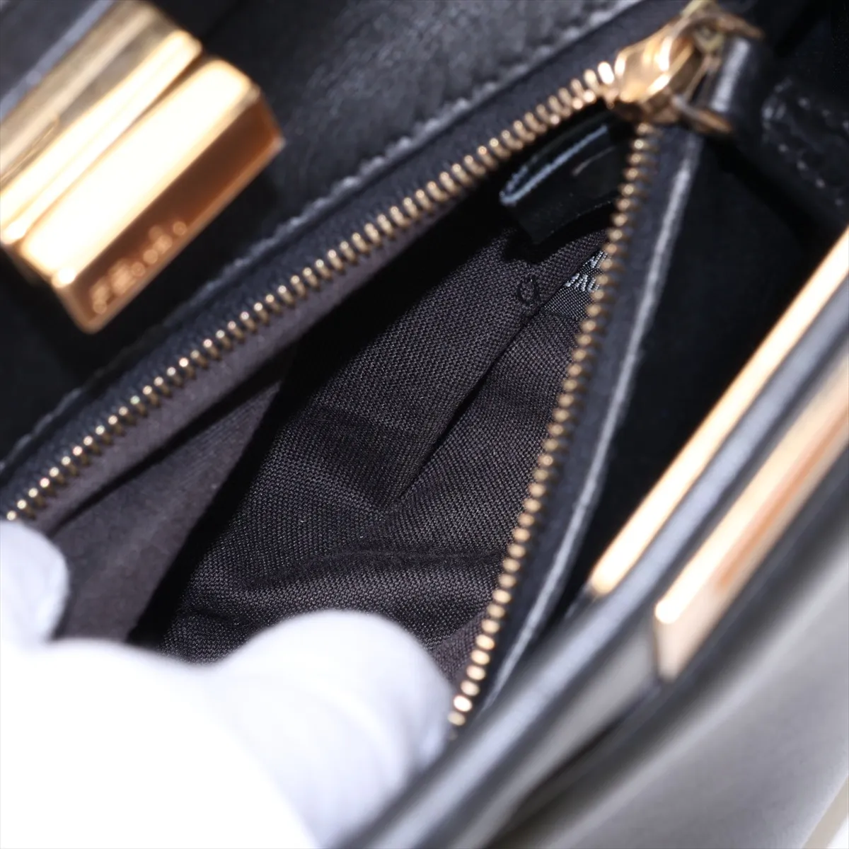 Mini Peekaboo 8BN244 Leather 2-Way Handbag, Black — view 9