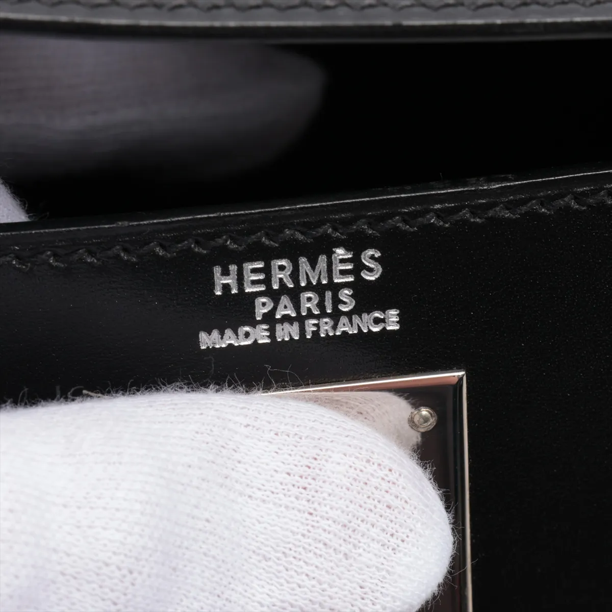 [Individually wrapped] Hermes Kelly 32 Serie Box Calf Black Silver Hardware D:2000 — view 10
