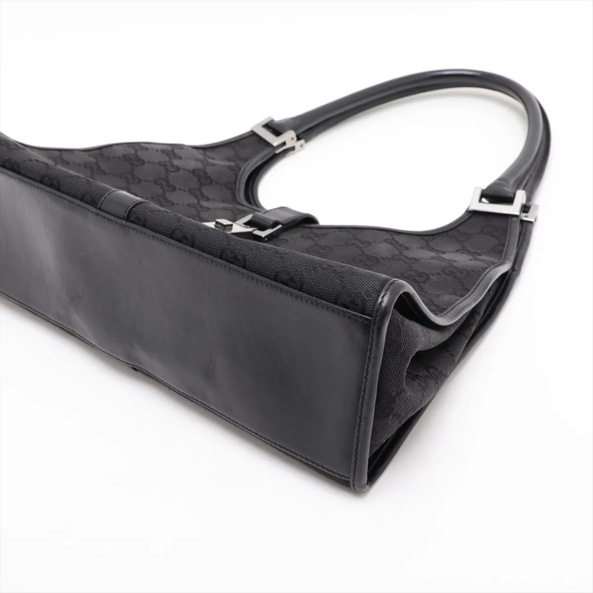 GG Canvas Jackie 01719 Canvas x Leather Shoulder Bag, Black — view 3