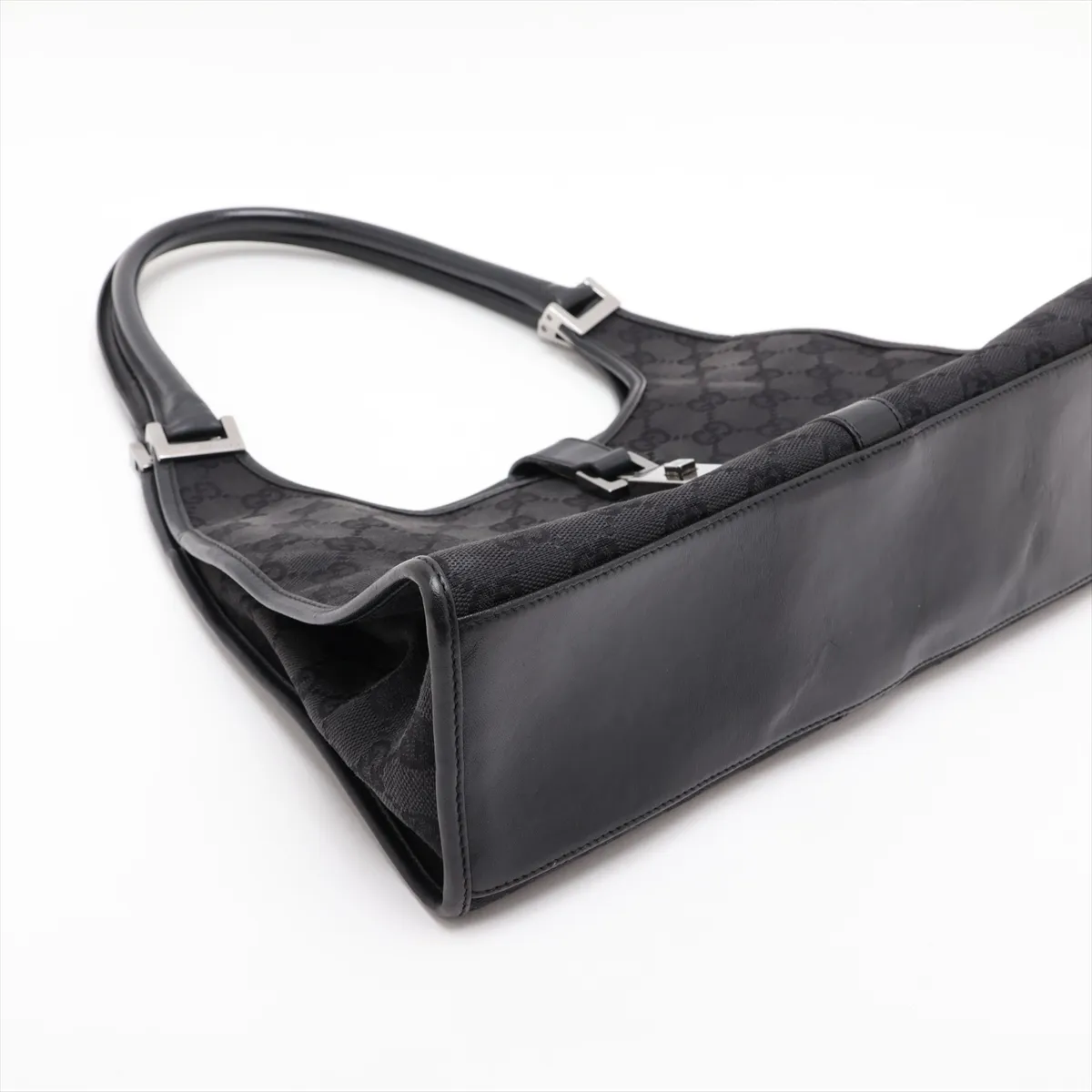 GG Canvas Jackie 01719 Canvas x Leather Shoulder Bag, Black — view 4