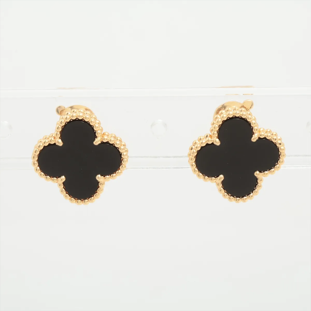 Vintage Alhambra Onyx Earrings 750(YG) 7.1g JE122436 Post wobble Small stone scratches