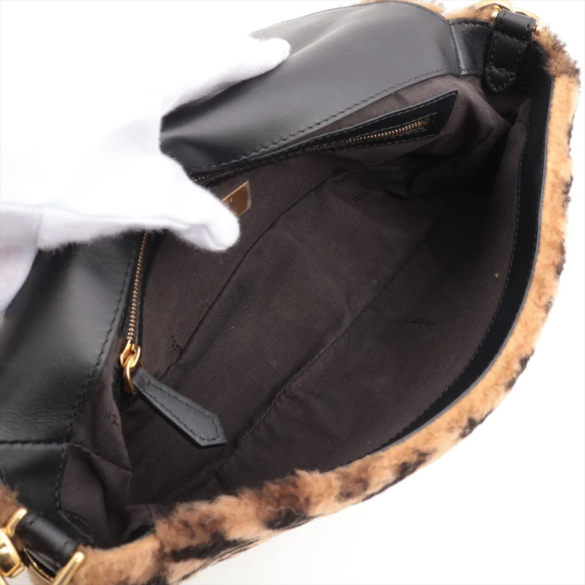 Zucca Mamma Bucket Shearling x Leather 2-Way Shoulder Bag, Brown 8BR600 — view 8