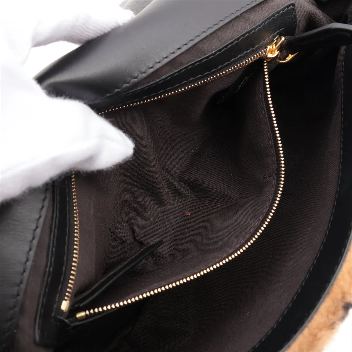 Zucca Mamma Bucket Shearling x Leather 2-Way Shoulder Bag, Brown 8BR600 — view 9