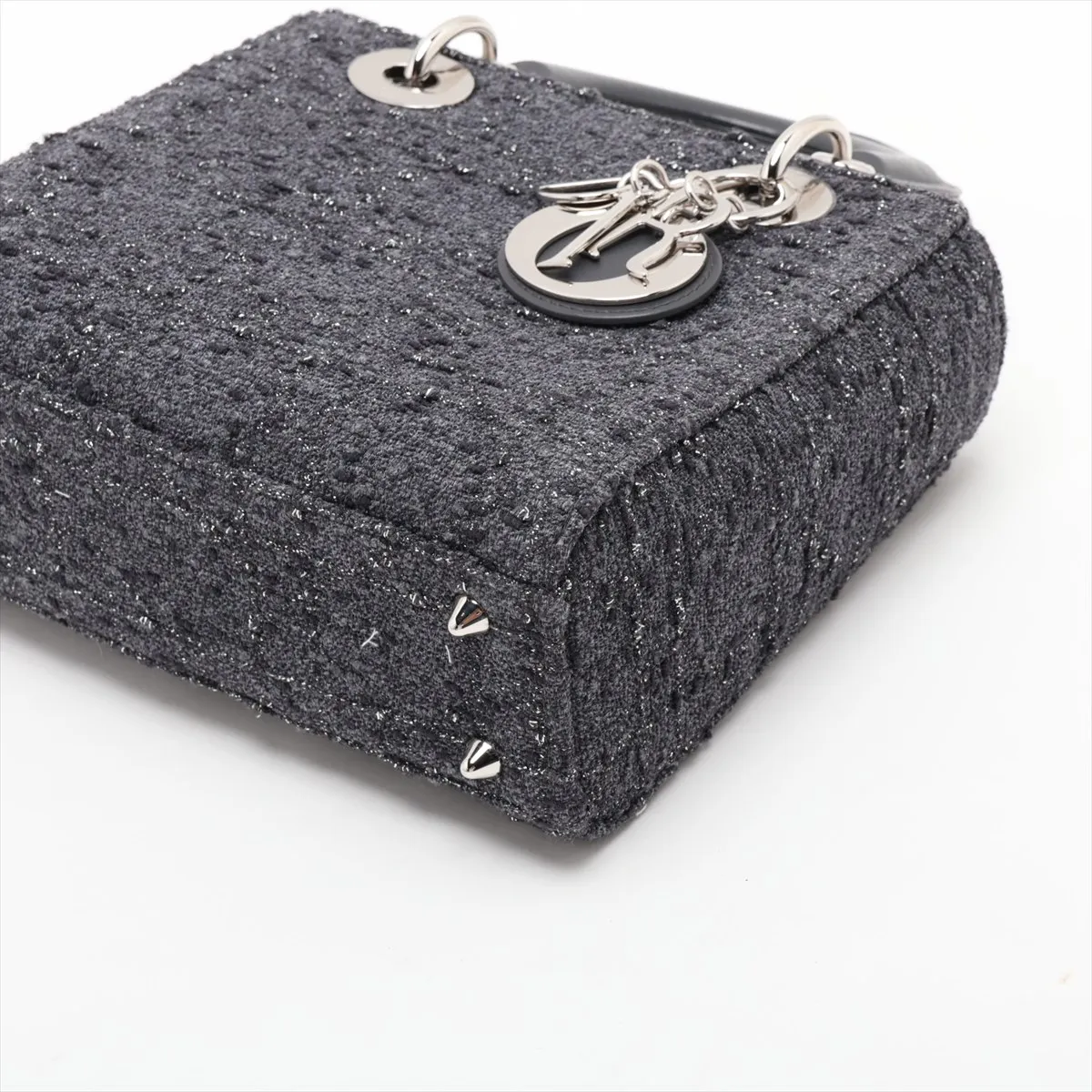 Lady Dior Tweed x Leather 2-Way Handbag, Gray, Lucky Star — view 3