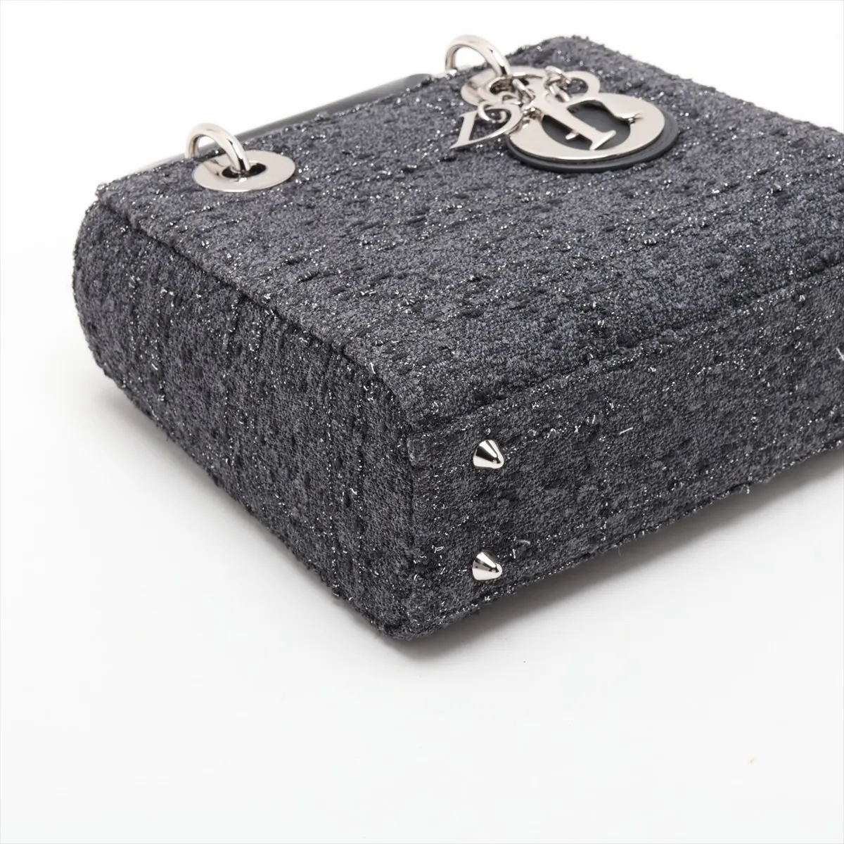 Lady Dior Tweed x Leather 2-Way Handbag, Gray, Lucky Star — view 4