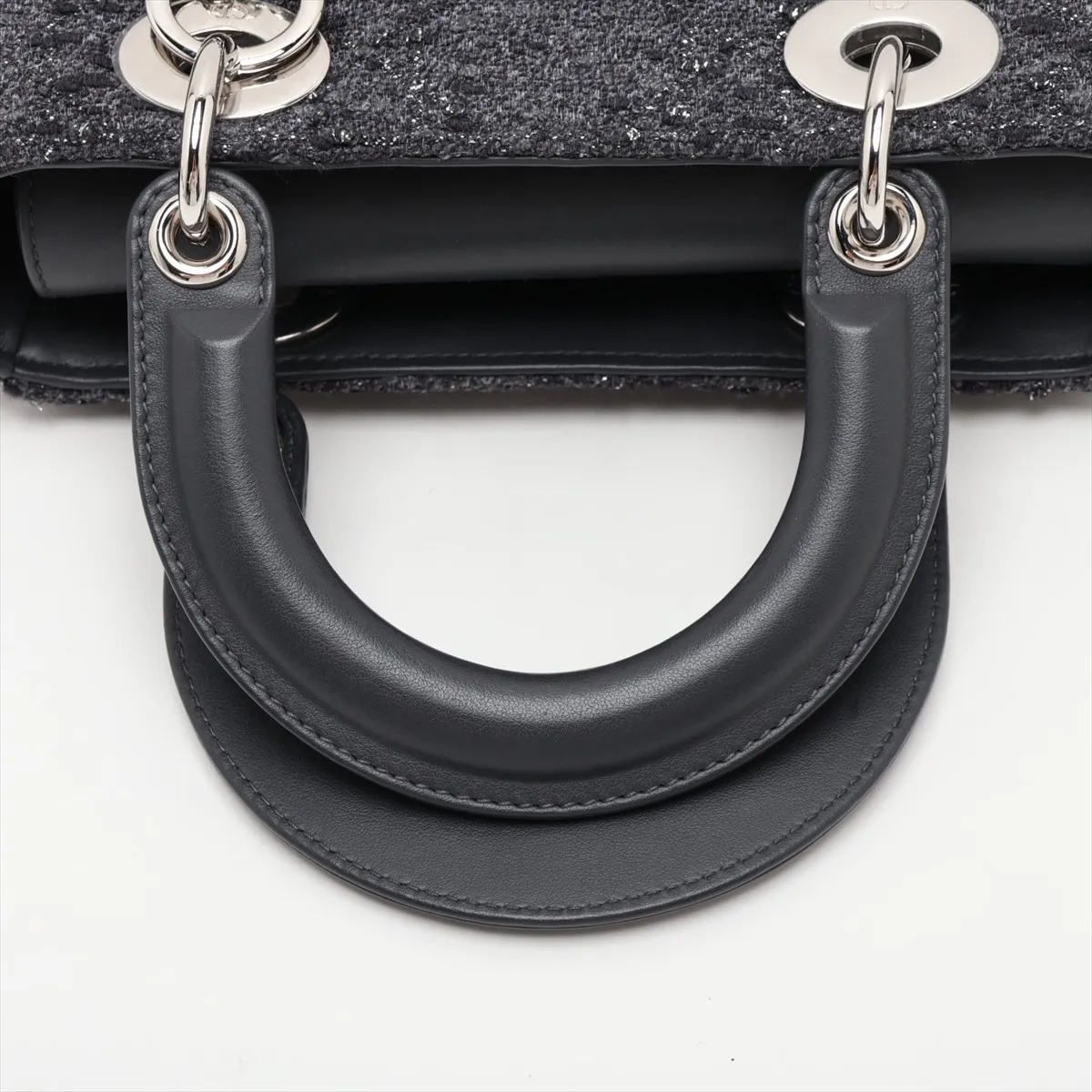 Lady Dior Tweed x Leather 2-Way Handbag, Gray, Lucky Star — view 5