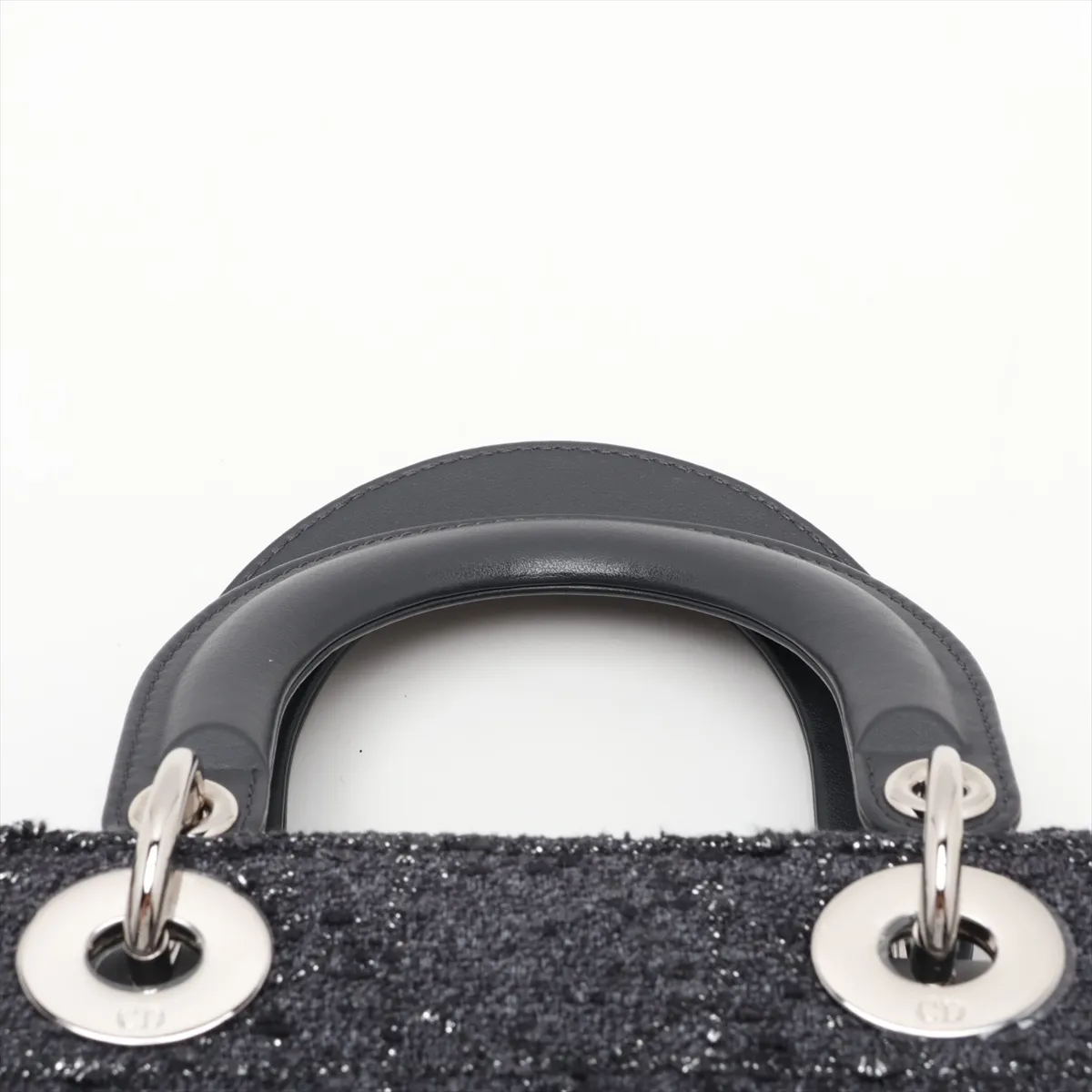 Lady Dior Tweed x Leather 2-Way Handbag, Gray, Lucky Star — view 6