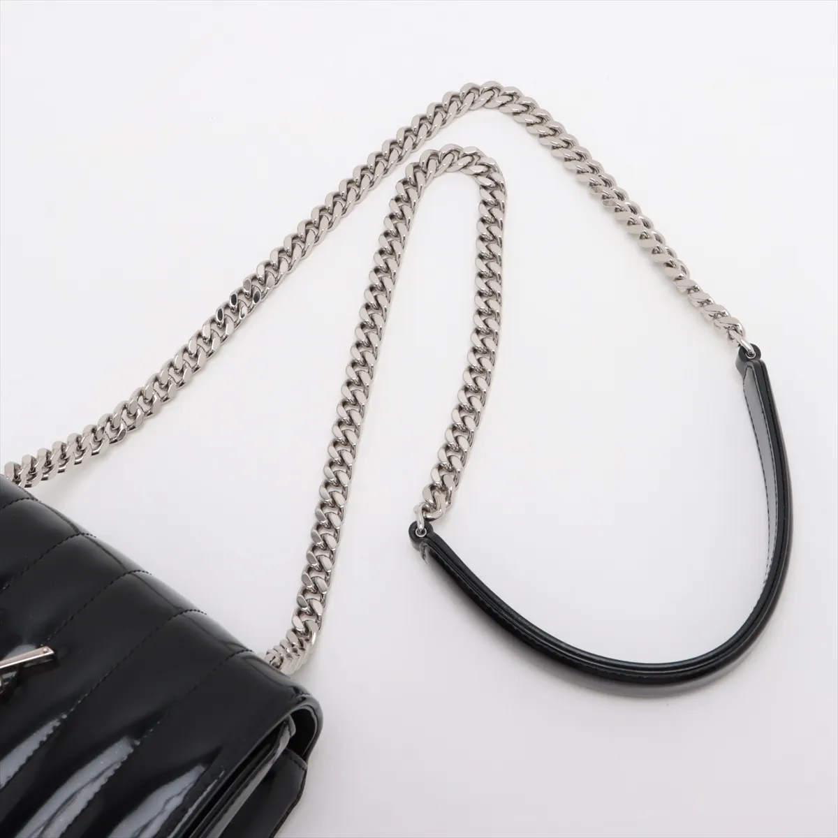 Viki Patent Leather Chain Shoulder Bag Black 538439 — view 5