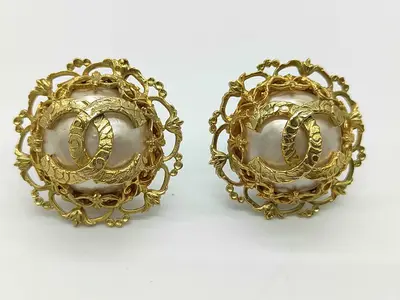 earrings, pearl, Coco Mark, gold earrings