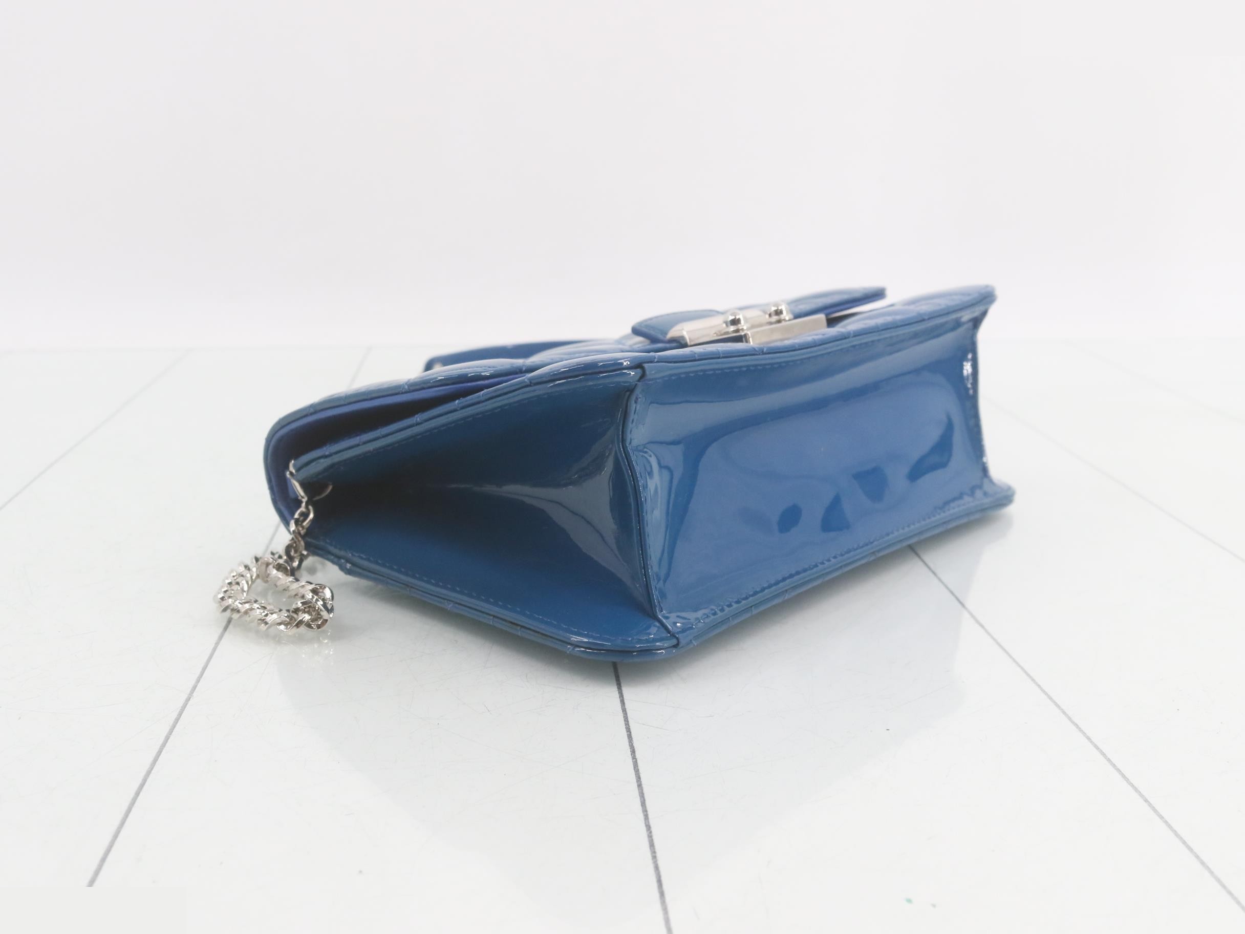 Miss Dior Crossbody Wallet, Patent Leather, Blue — view 5