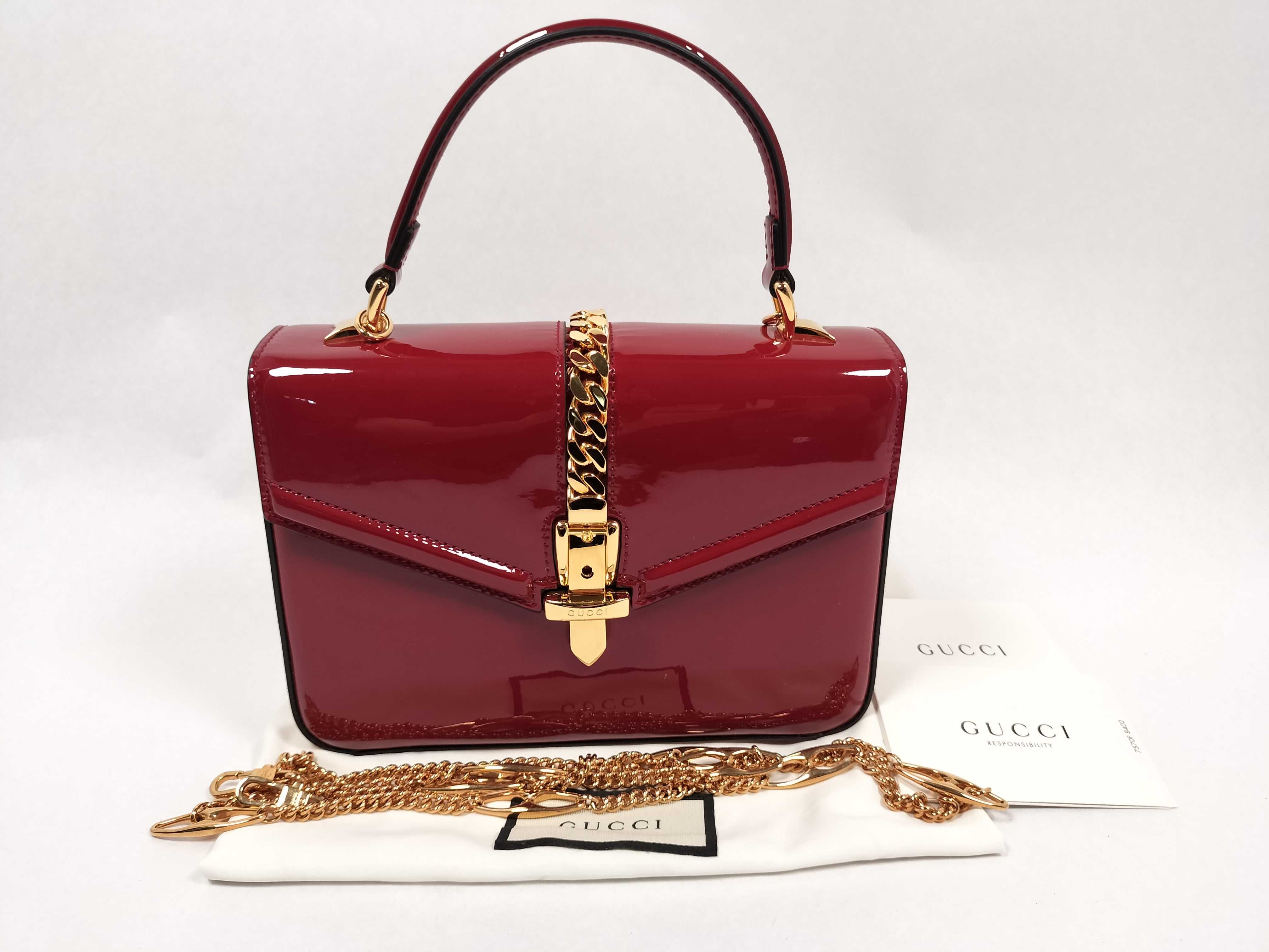 ID- Sylvie Patent Leather 2-Way Handbag Red 589479562600 Handbag