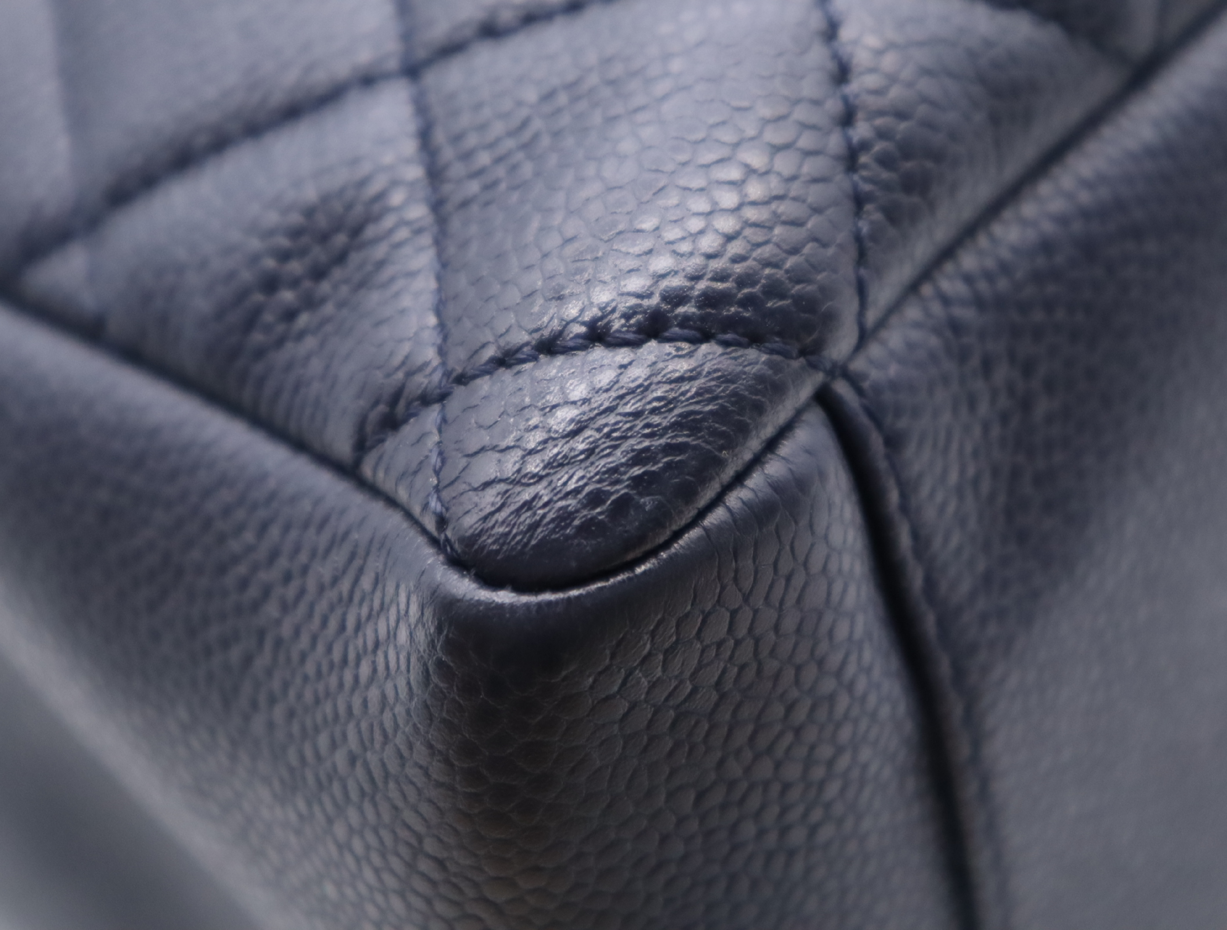 Caviar Skin Matelassé GST Tote Bag, Navy, Silver Hardware, Seal, 18989932 Tote Bag — view 5