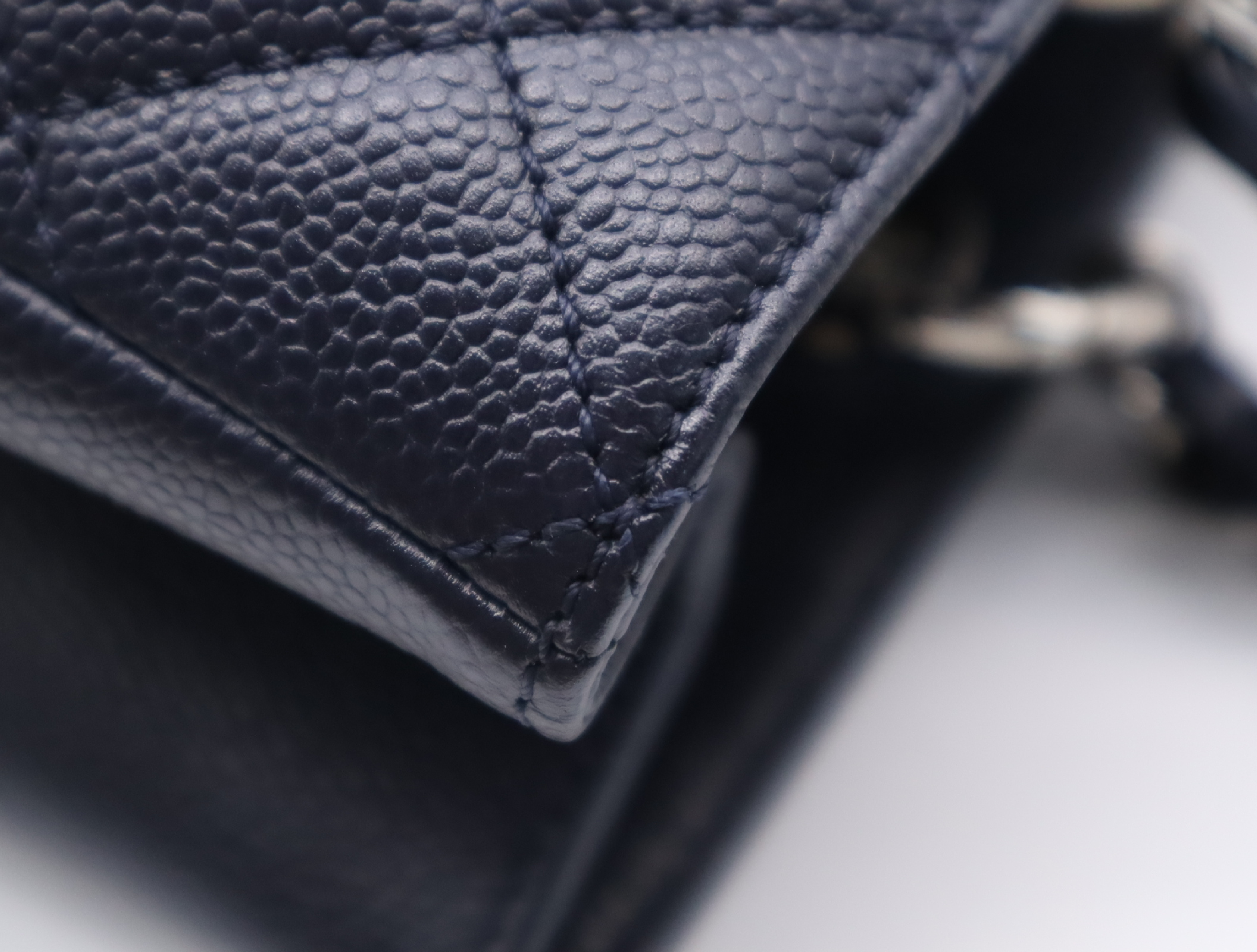 Caviar Skin Matelassé GST Tote Bag, Navy, Silver Hardware, Seal, 18989932 Tote Bag — view 7