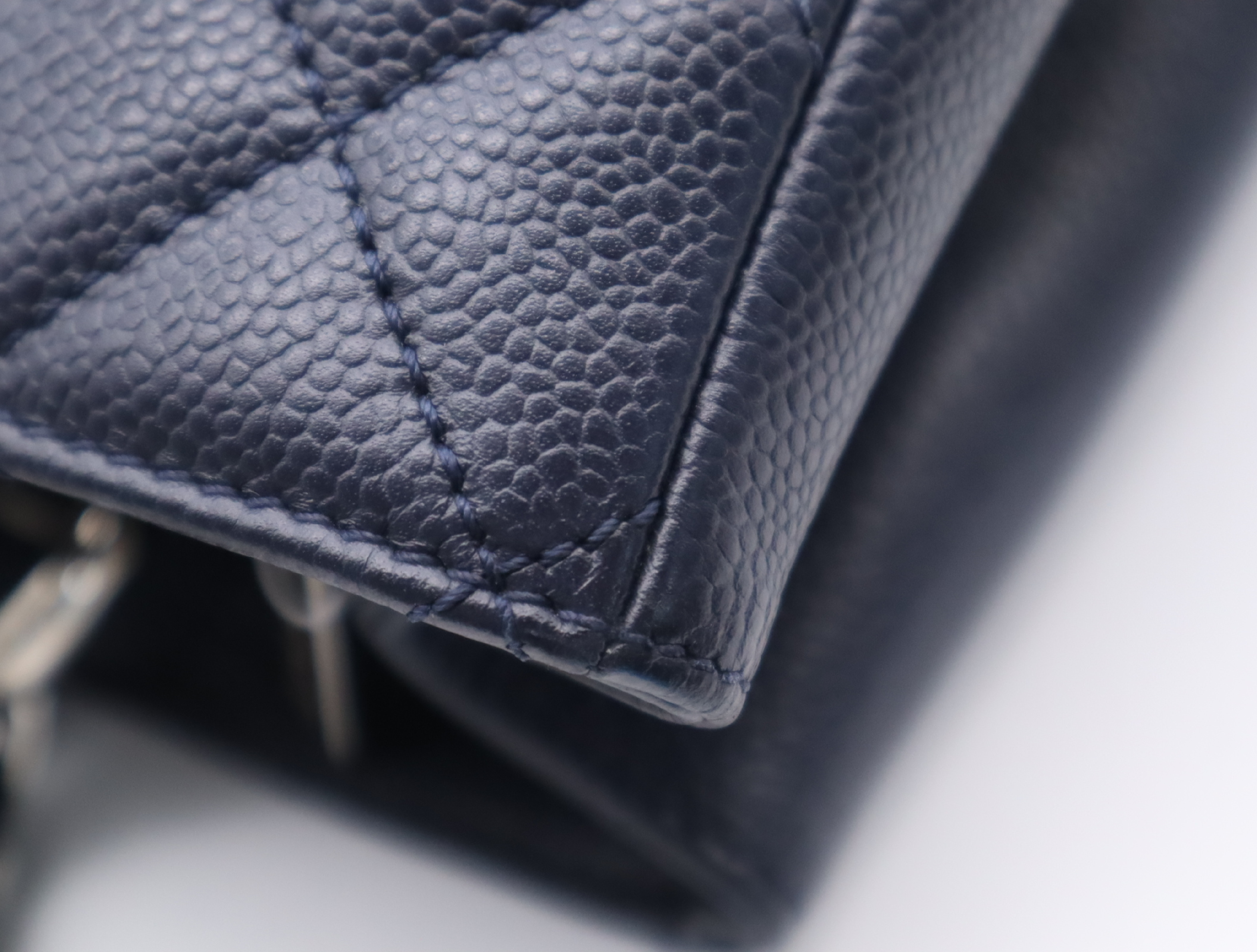 Caviar Skin Matelassé GST Tote Bag, Navy, Silver Hardware, Seal, 18989932 Tote Bag — view 10