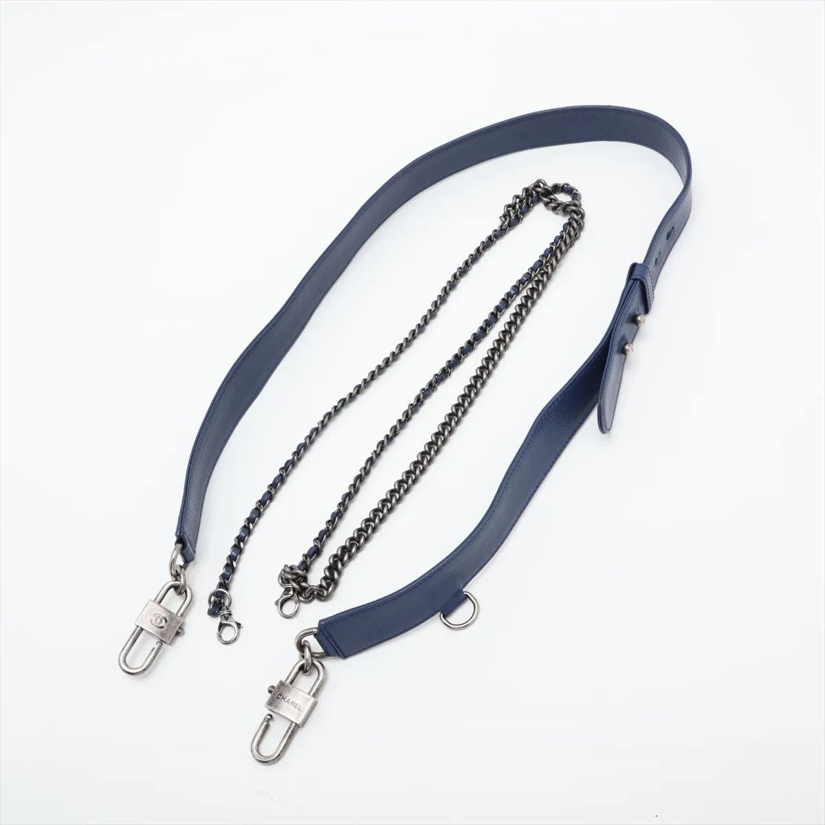 Matelassé Leather 2-Way Shoulder Bag, Blue with Gunmetal Hardware, 21913409, Serial Number 21 — view 5