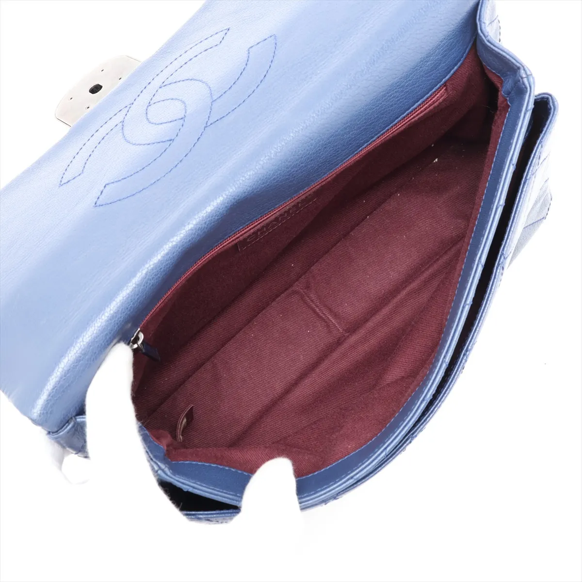 Matelassé Leather 2-Way Shoulder Bag, Blue with Gunmetal Hardware, 21913409, Serial Number 21 — view 6