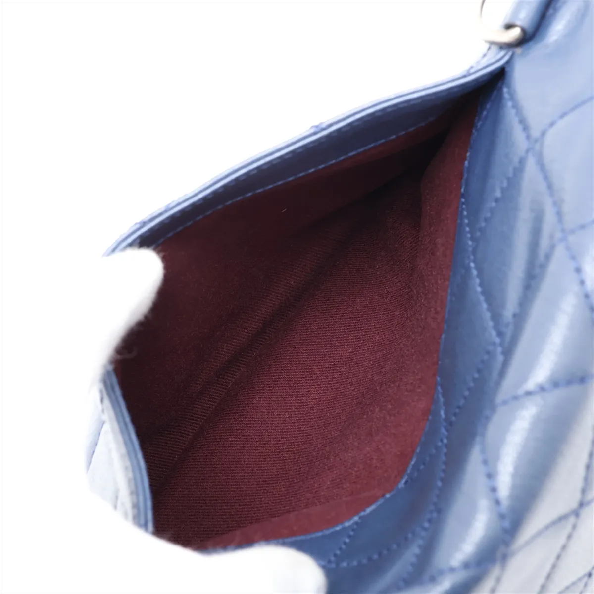 Matelassé Leather 2-Way Shoulder Bag, Blue with Gunmetal Hardware, 21913409, Serial Number 21 — view 9