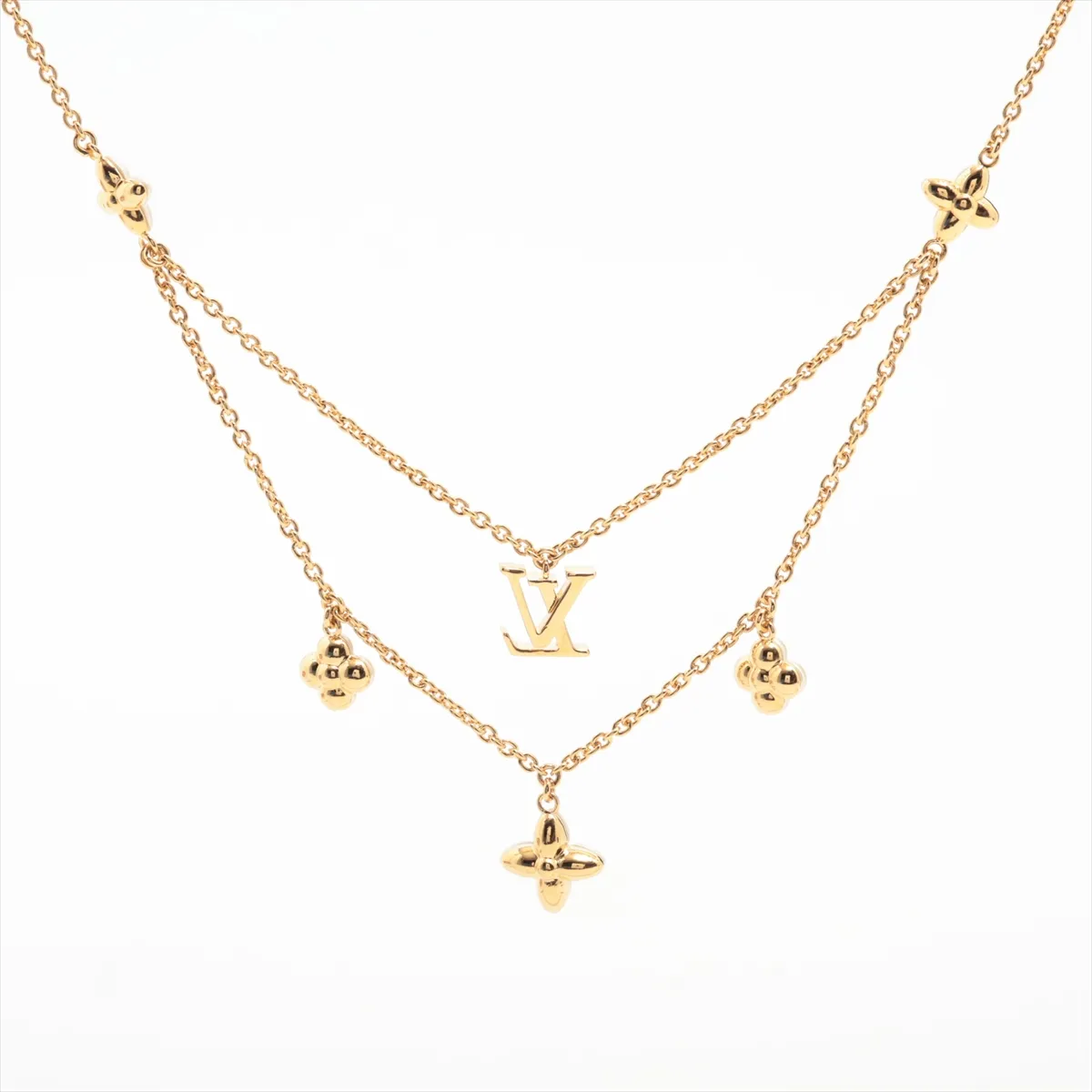 M00981 Necklace LV Flora Gram AK4215 Necklace GP x Fake Pearl Gold — view 2