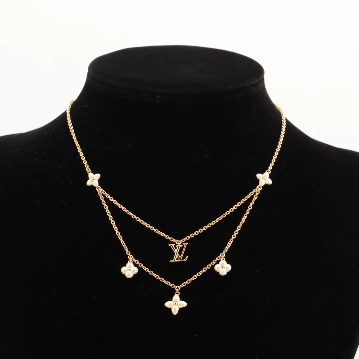 M00981 Necklace LV Flora Gram AK4215 Necklace GP x Fake Pearl Gold — view 5