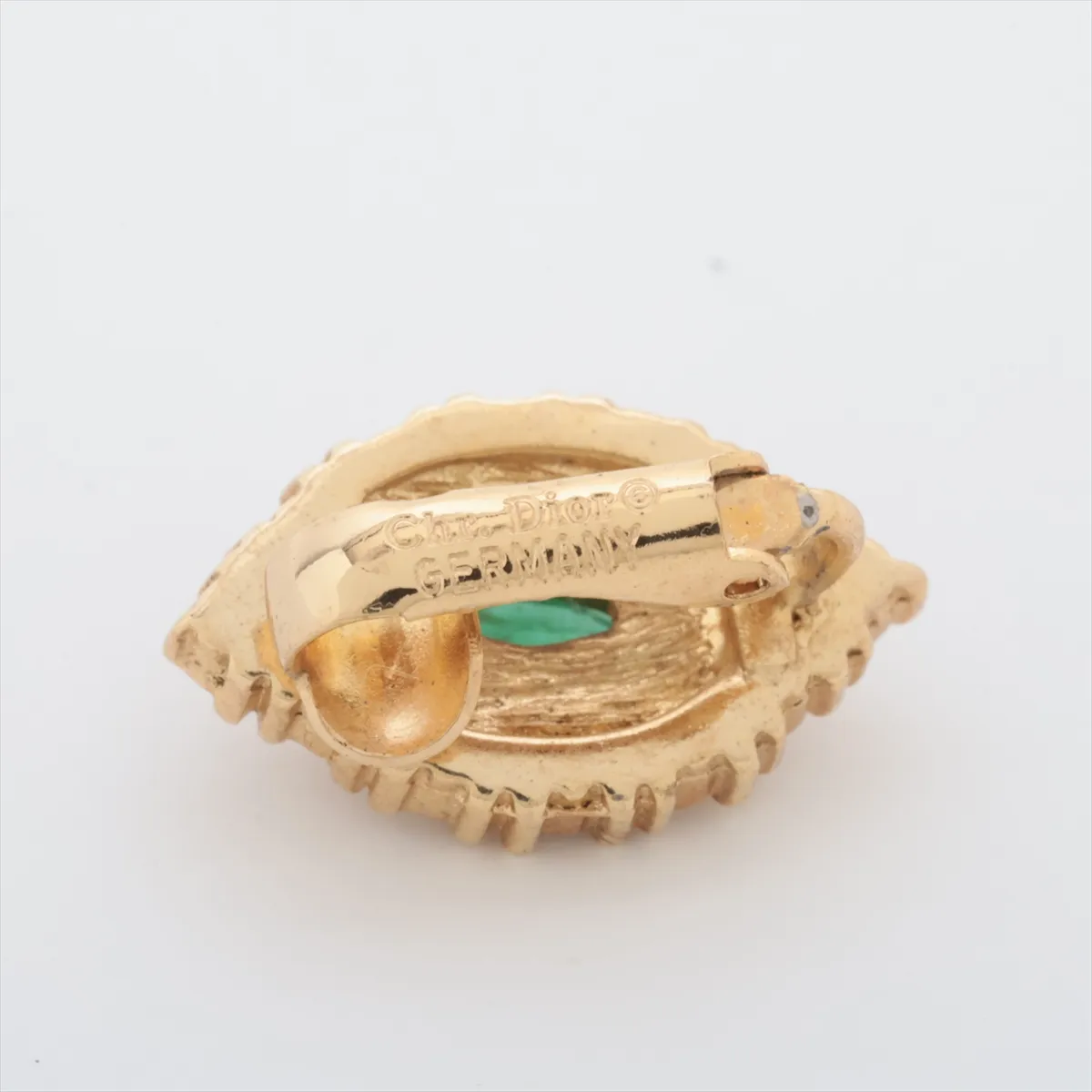 Earrings (Pair) GP x Rhinestone Green x Gold — view 5