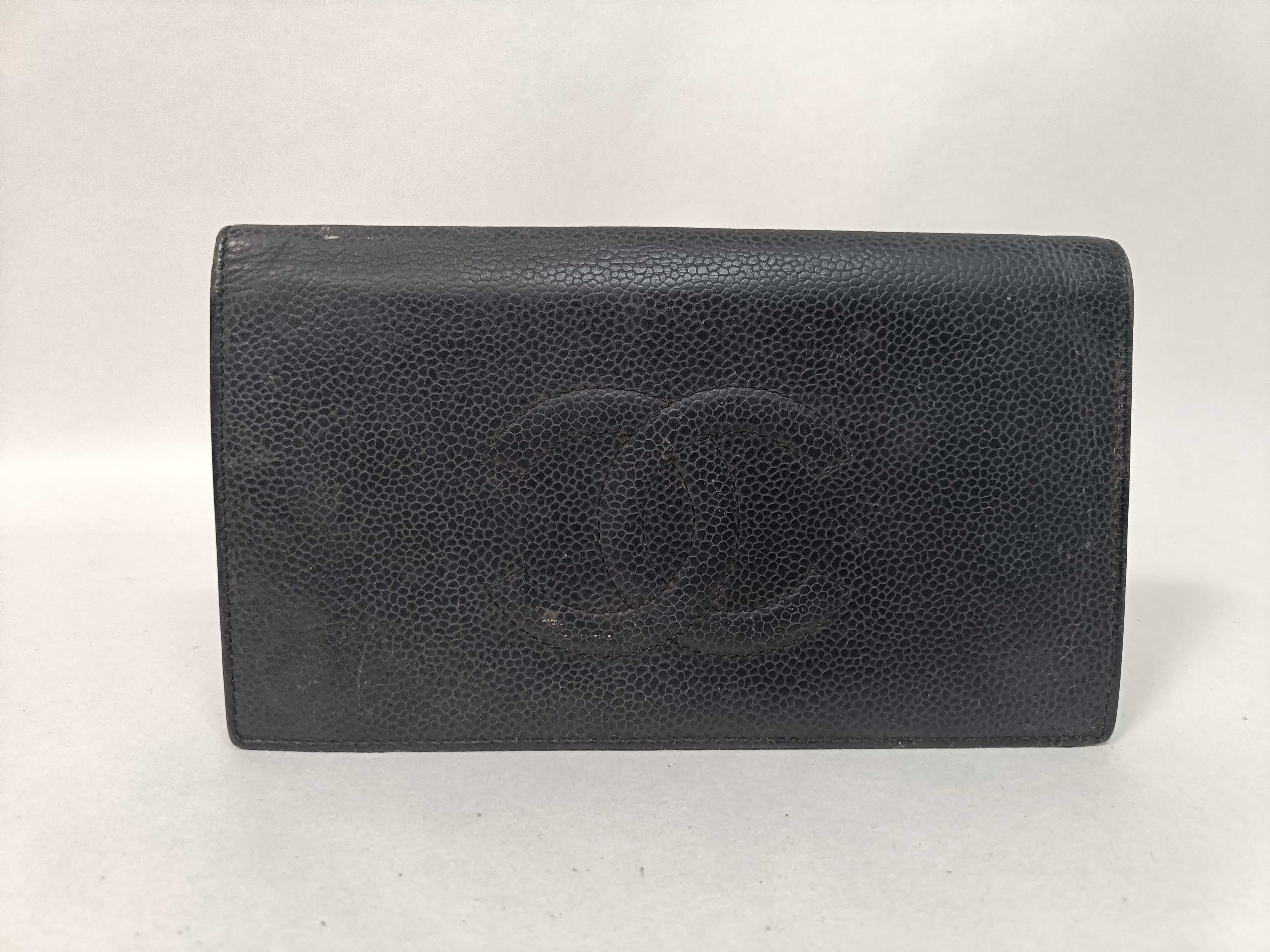 Caviar Skin Coco Folding Long Wallet