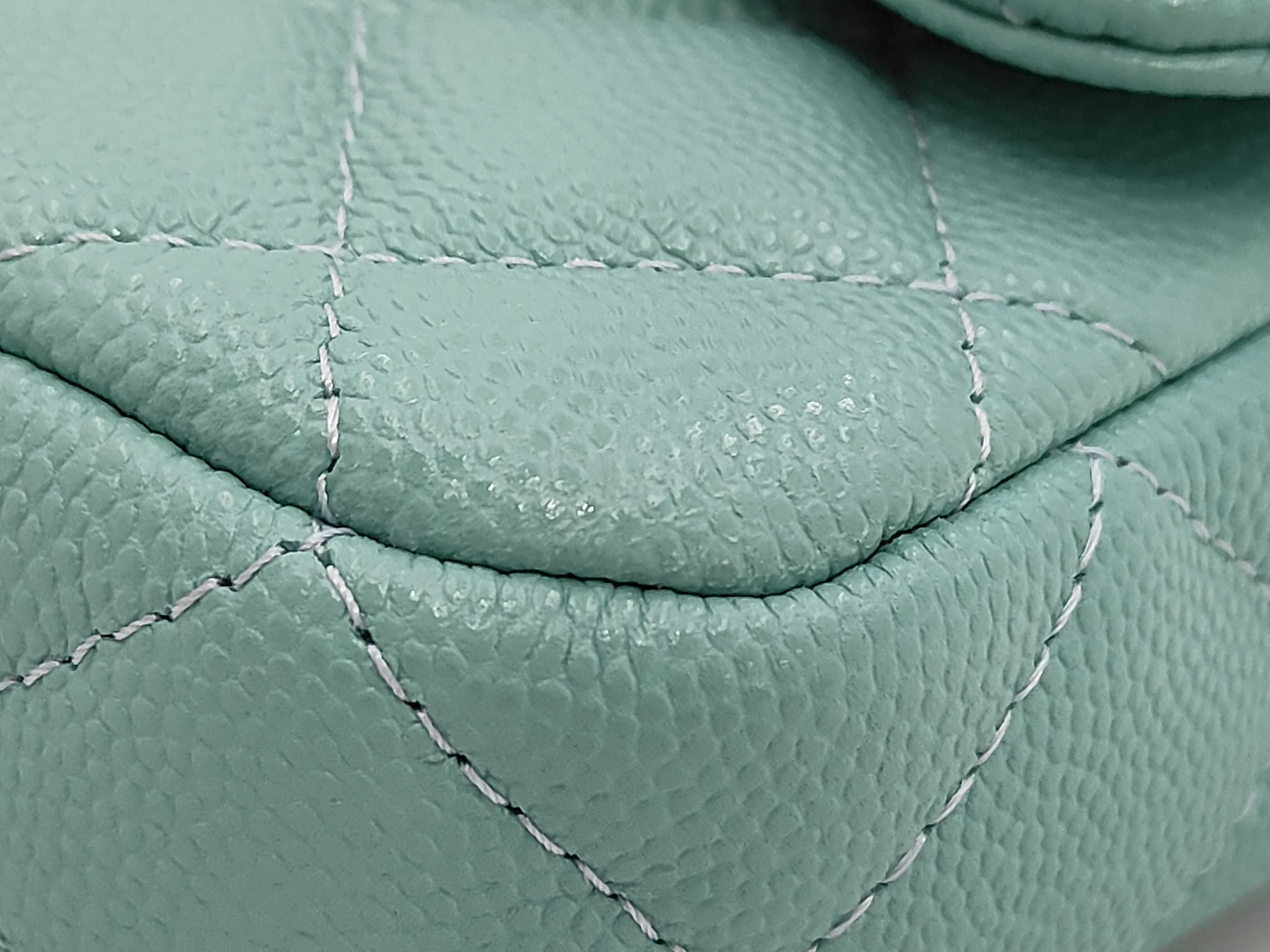 Matelassé Chain Wallet, Caviar Leather, Mint Green, Gold Hardware, Shoulder Bag — view 4