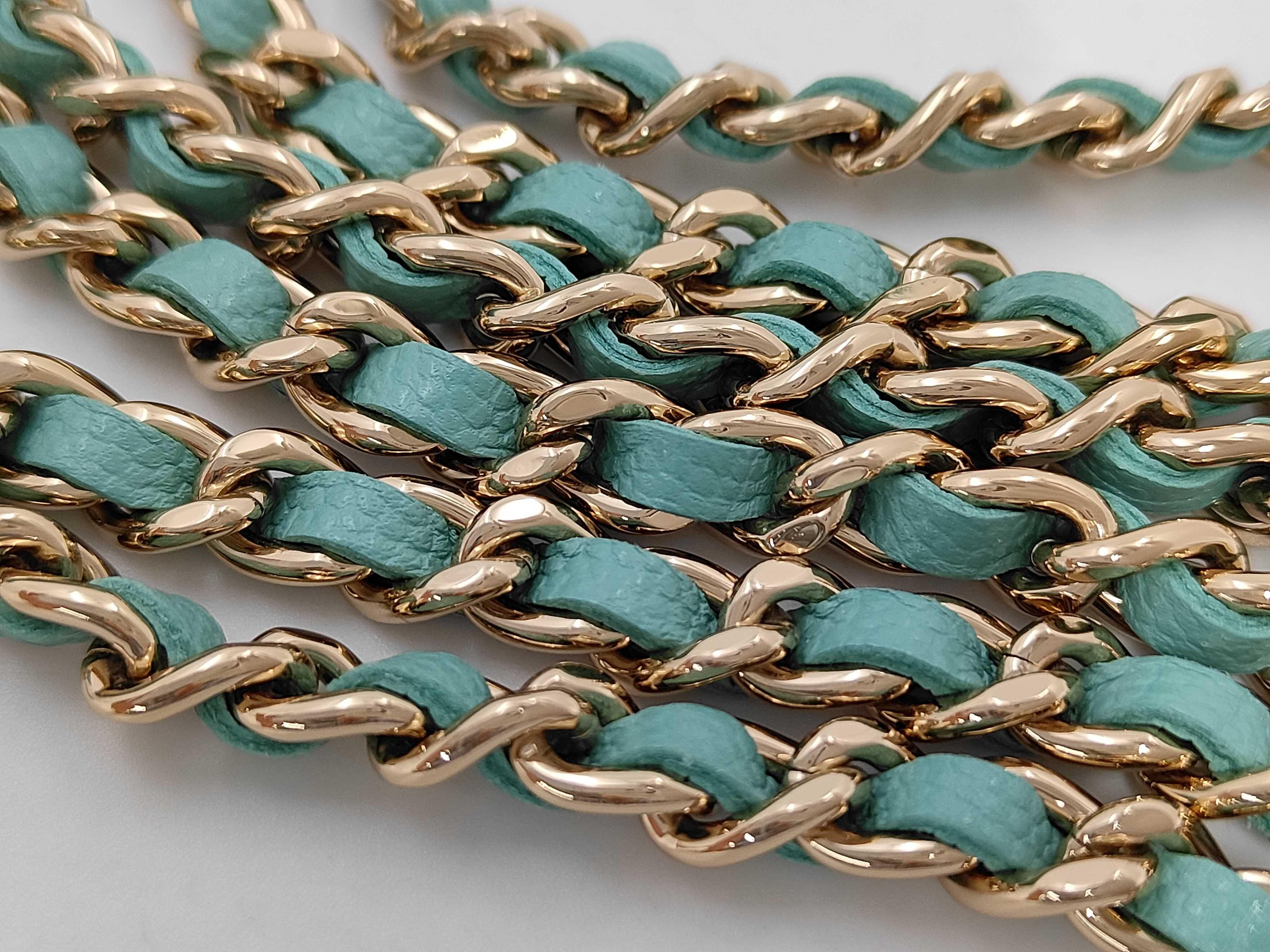 Matelassé Chain Wallet, Caviar Leather, Mint Green, Gold Hardware, Shoulder Bag — view 6