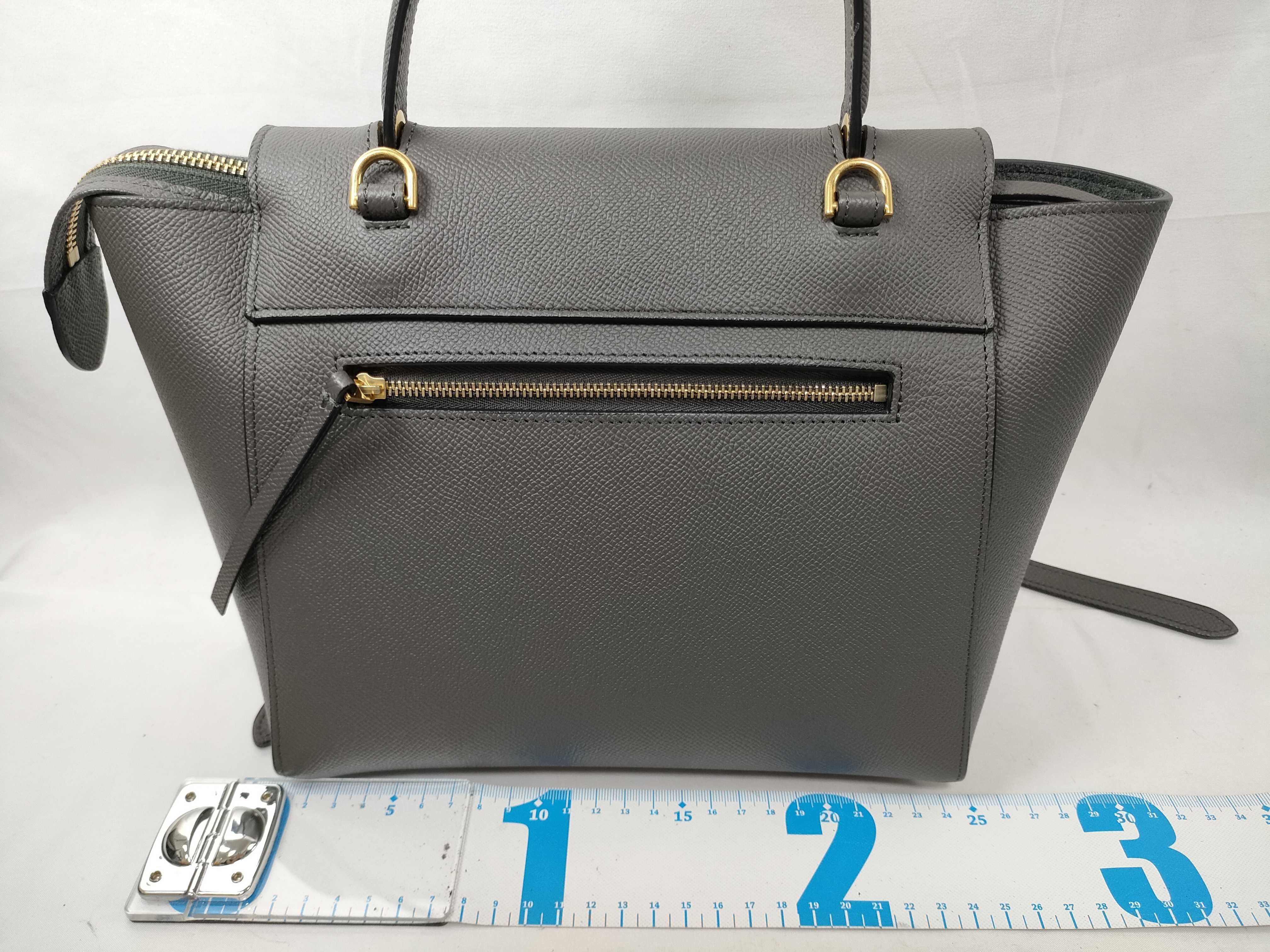 Belt Bag Micro Leather 2-Way Handbag, Gray — view 2