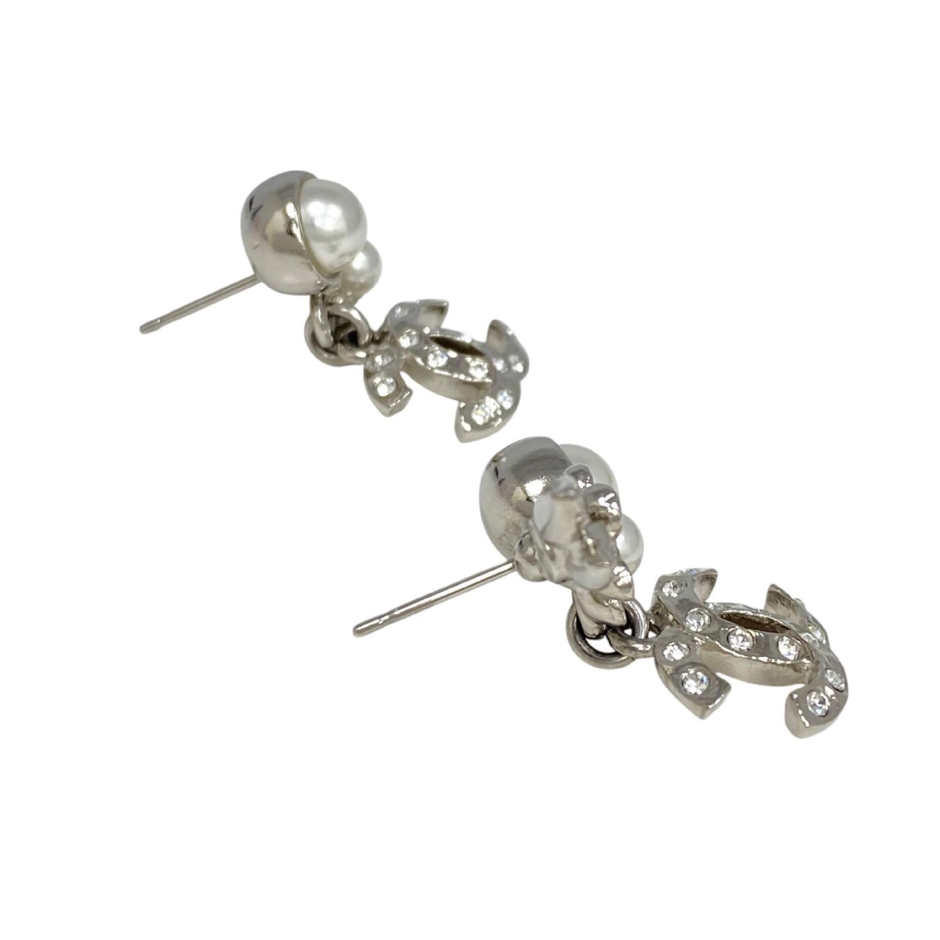 【*Shipped from: Hong Kong*】CHANEL ( ) Silver Metal/Rhinestone/Faux Pearl C21B Earrings — view 5