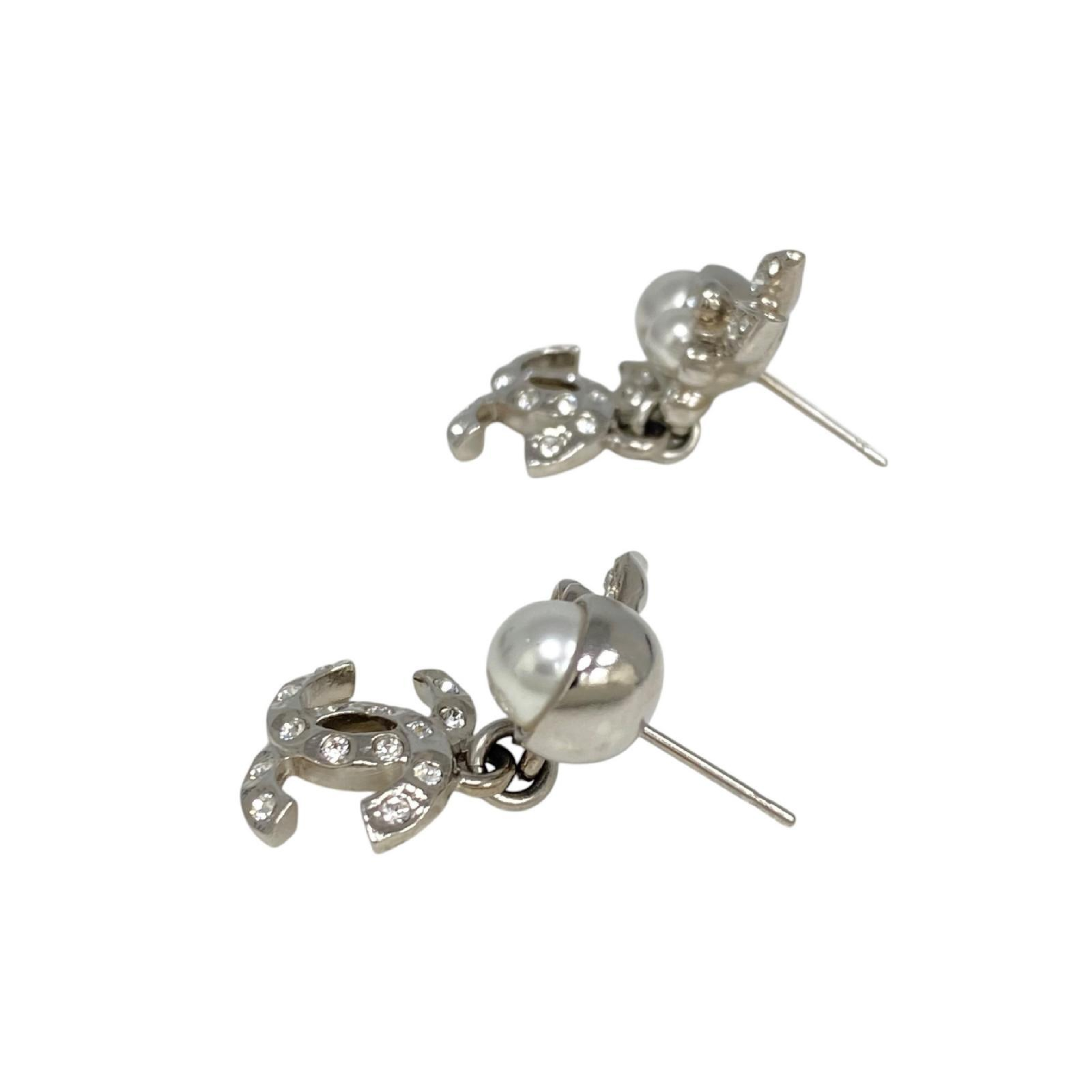 【*Shipped from: Hong Kong*】CHANEL ( ) Silver Metal/Rhinestone/Faux Pearl C21B Earrings — view 6
