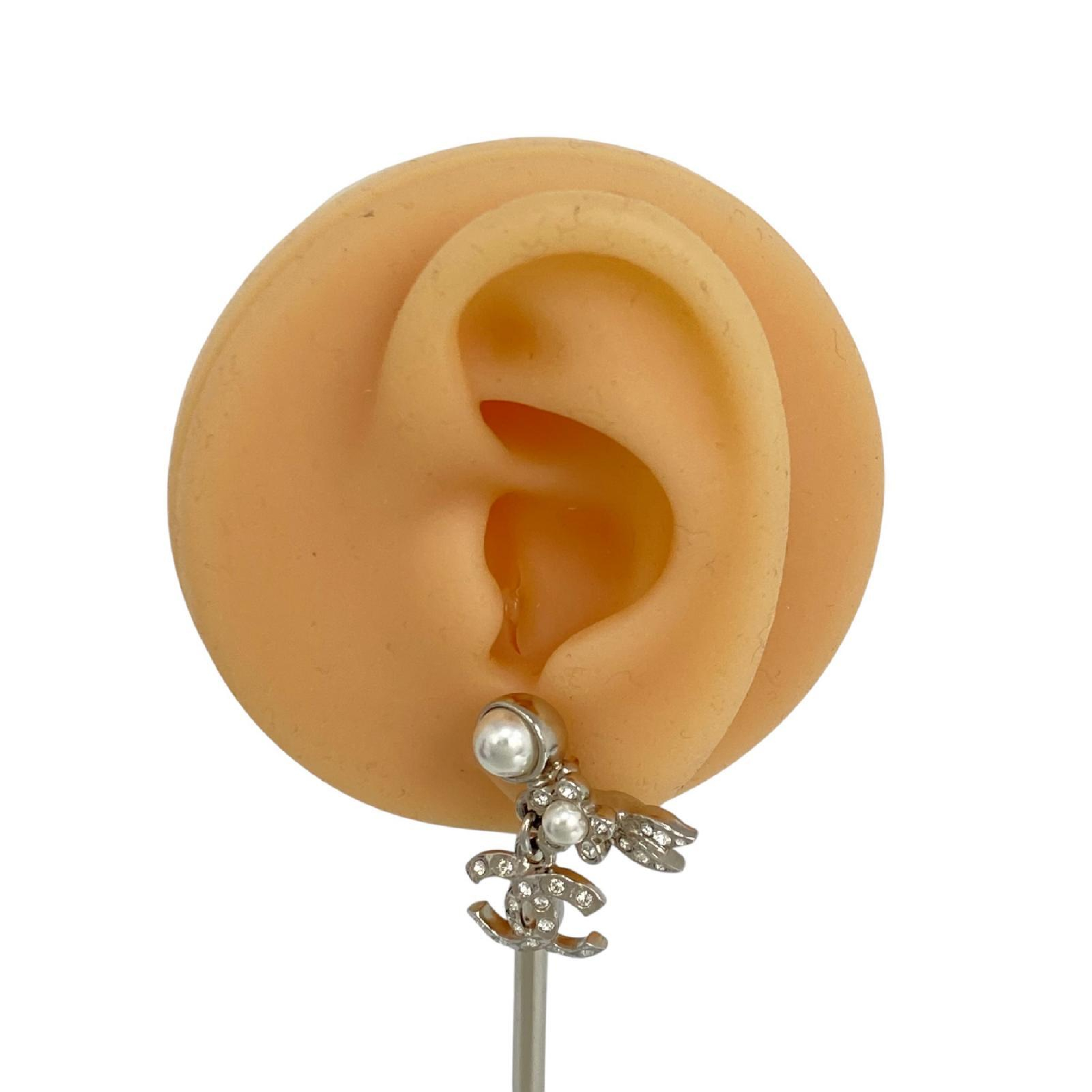 【*Shipped from: Hong Kong*】CHANEL ( ) Silver Metal/Rhinestone/Faux Pearl C21B Earrings — view 9
