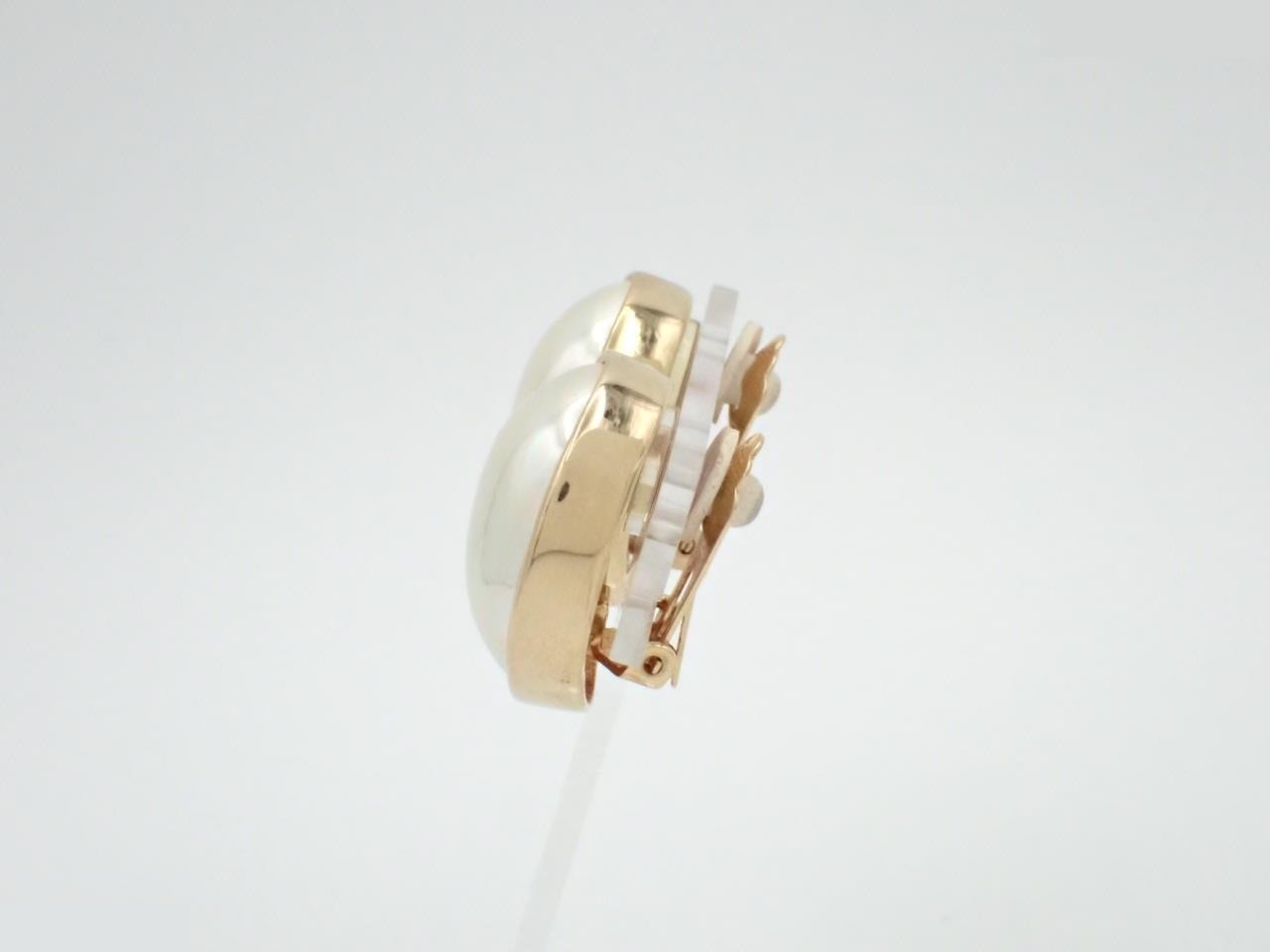 Imitation pearl earrings, gold plated, 22.1g — view 3