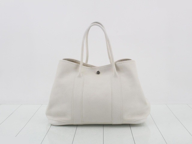 Garden Party Leather M Stamp Silver Hardware White
