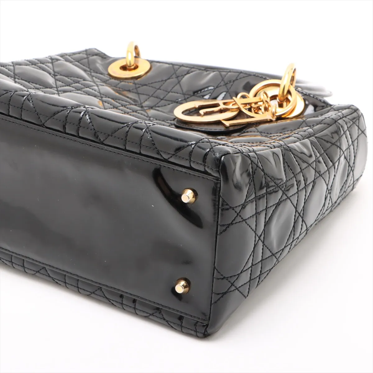 Cannage Lady Dior Patent Leather 2WAY Handbag Black — view 3