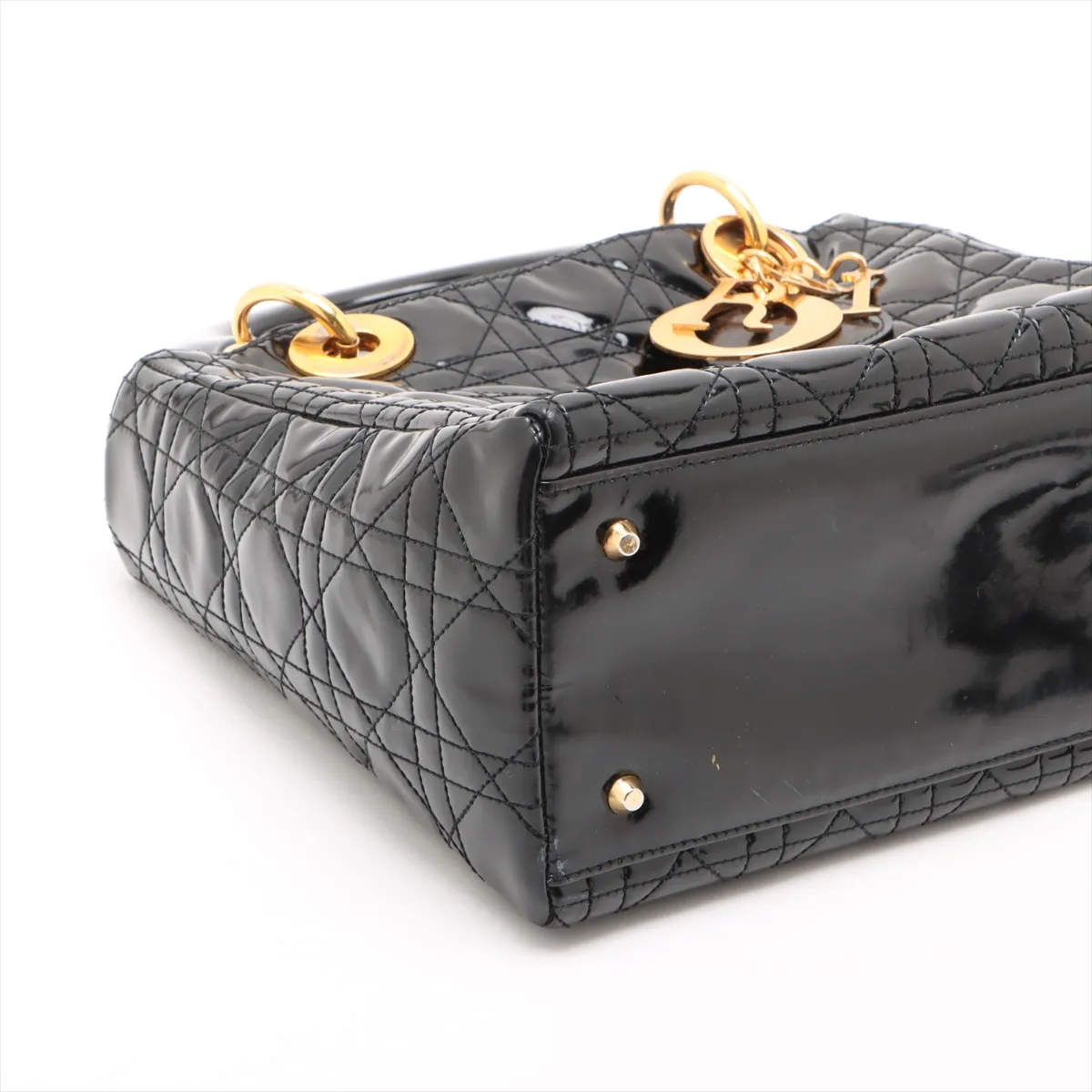 Cannage Lady Dior Patent Leather 2WAY Handbag Black — view 4