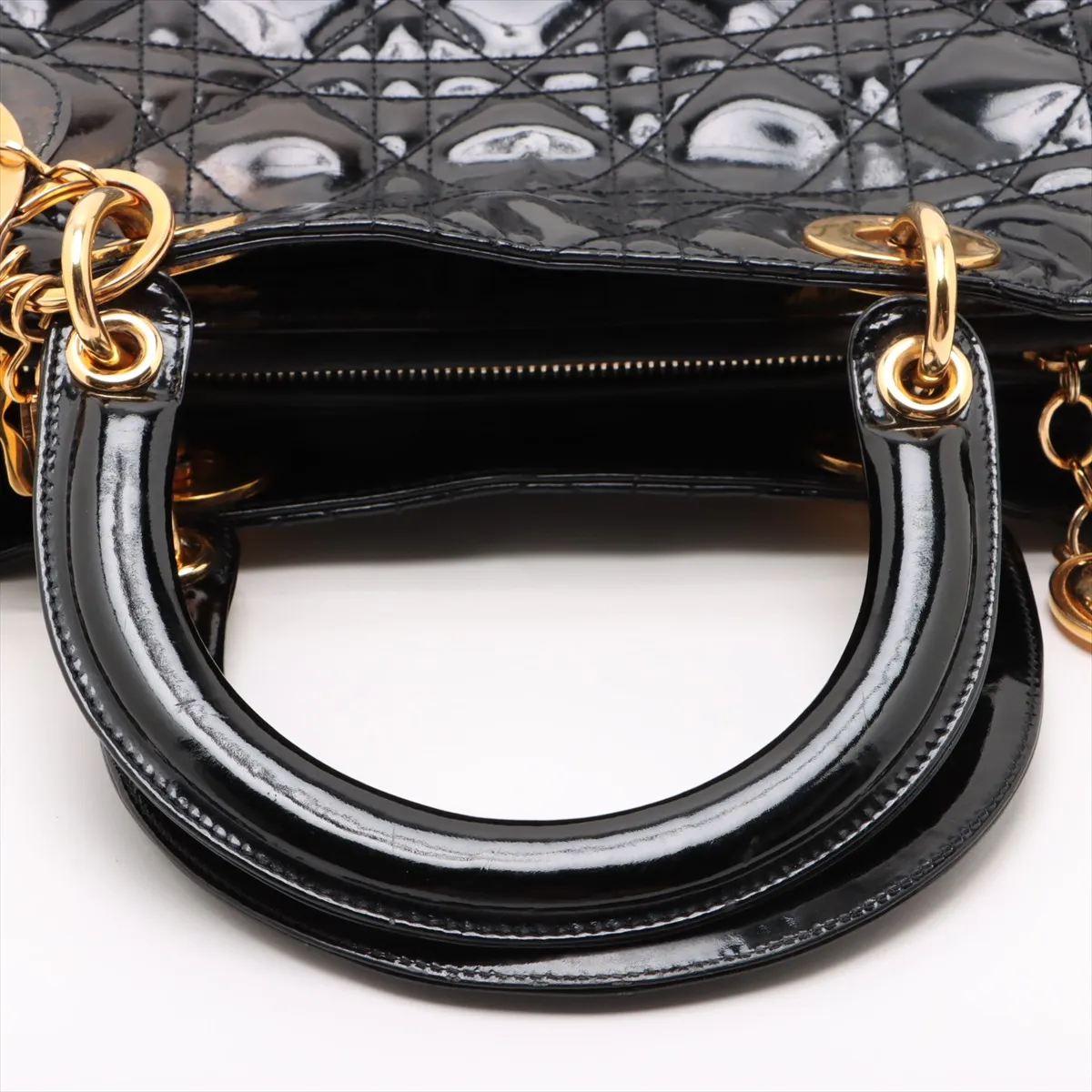 Cannage Lady Dior Patent Leather 2WAY Handbag Black — view 5