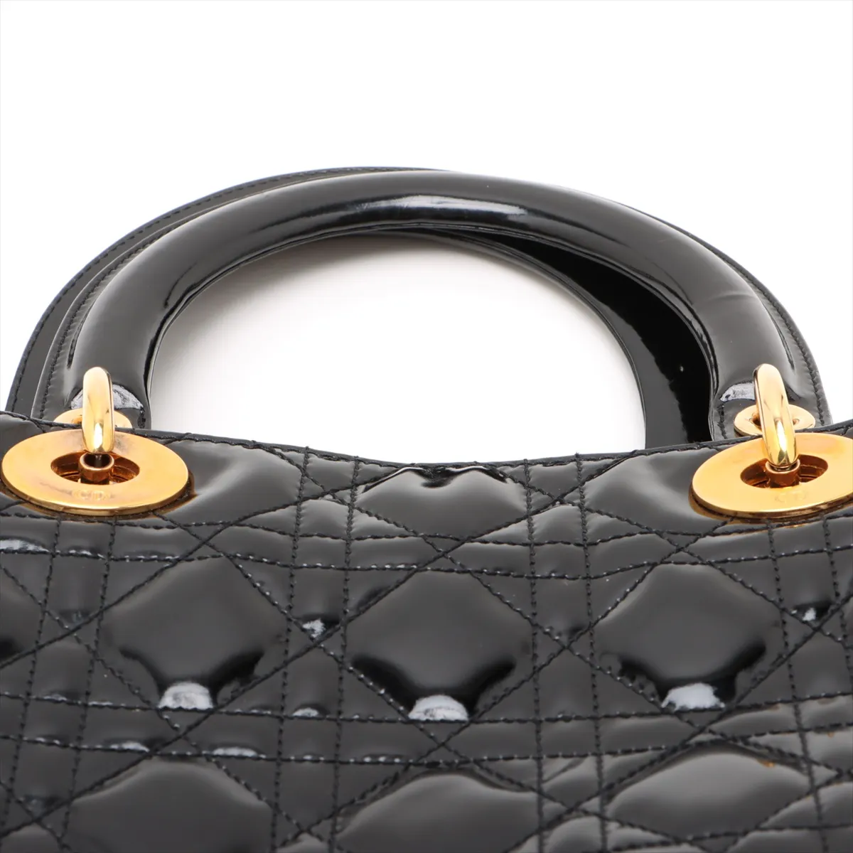 Cannage Lady Dior Patent Leather 2WAY Handbag Black — view 6