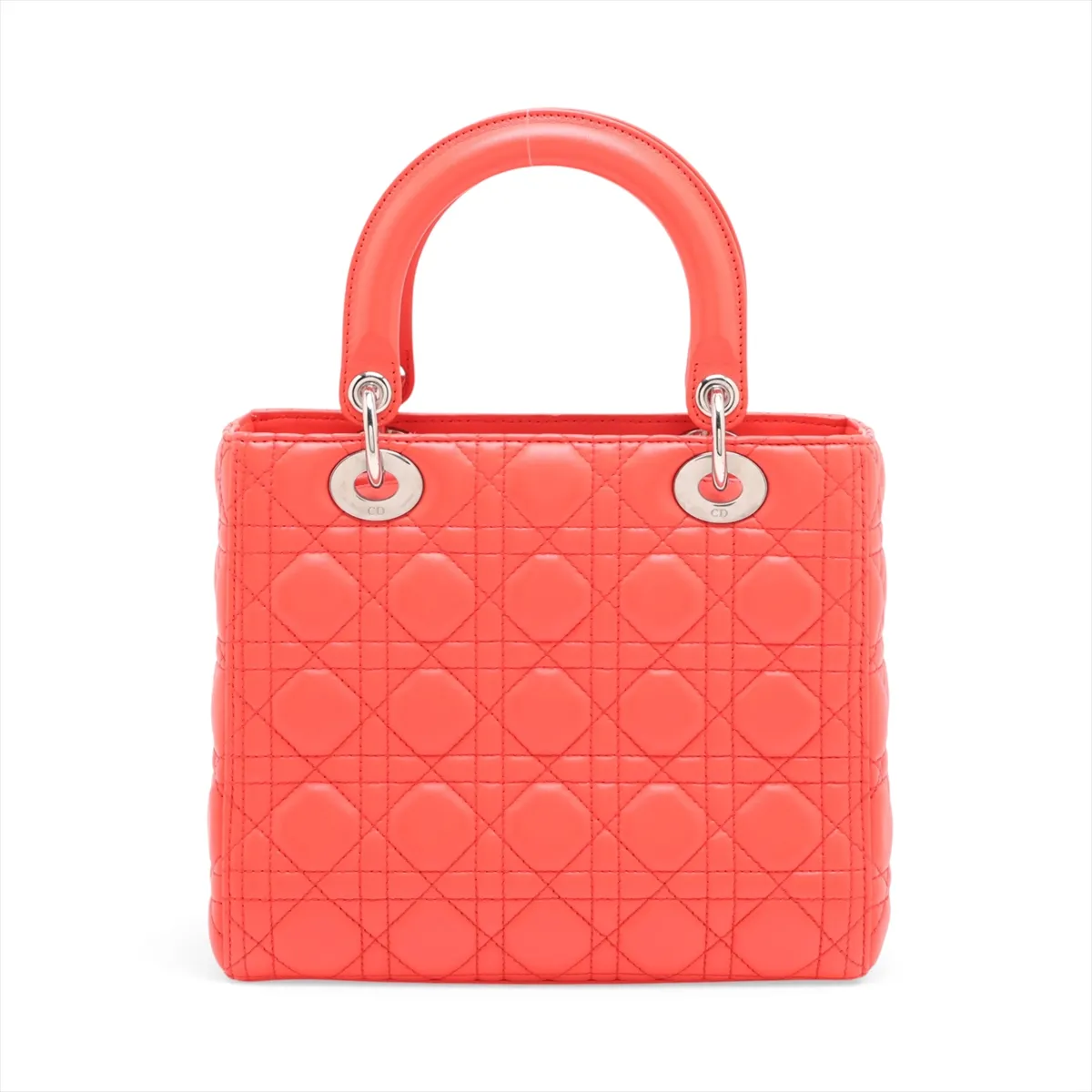 Cannage Lady Dior Leather 2-Way Handbag, Orange — view 2