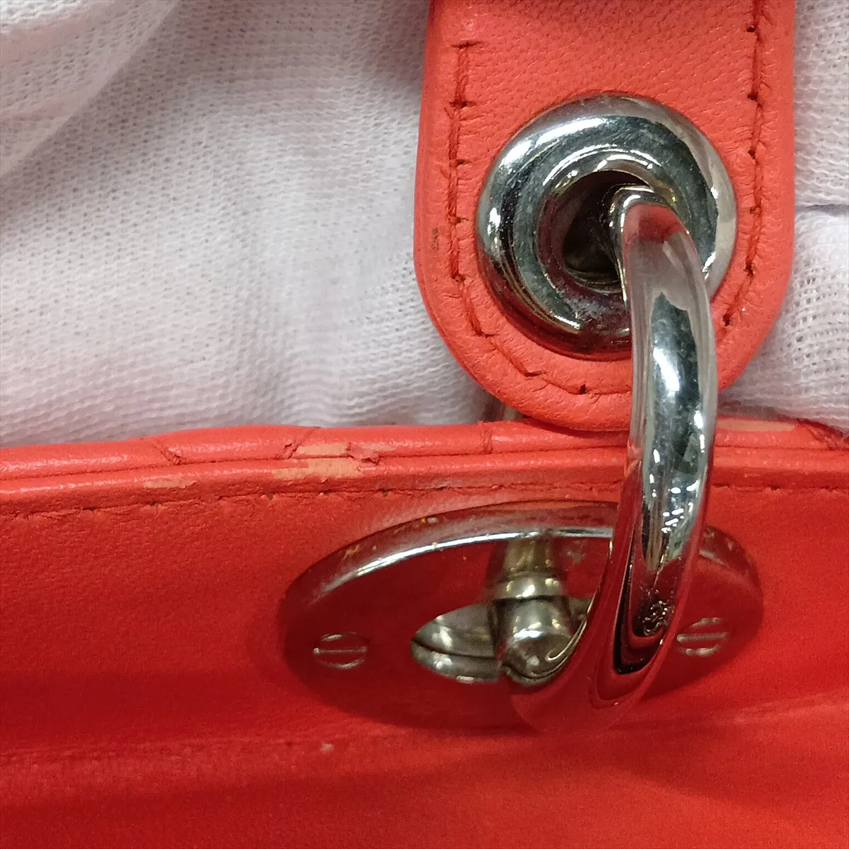 Cannage Lady Dior Leather 2-Way Handbag, Orange — view 12